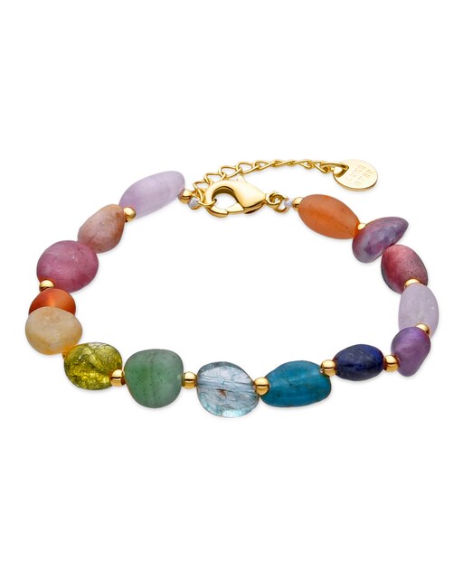 Imagen 0 de Pulsera Boho acabada en oro de 18k con multicolor piedra natural