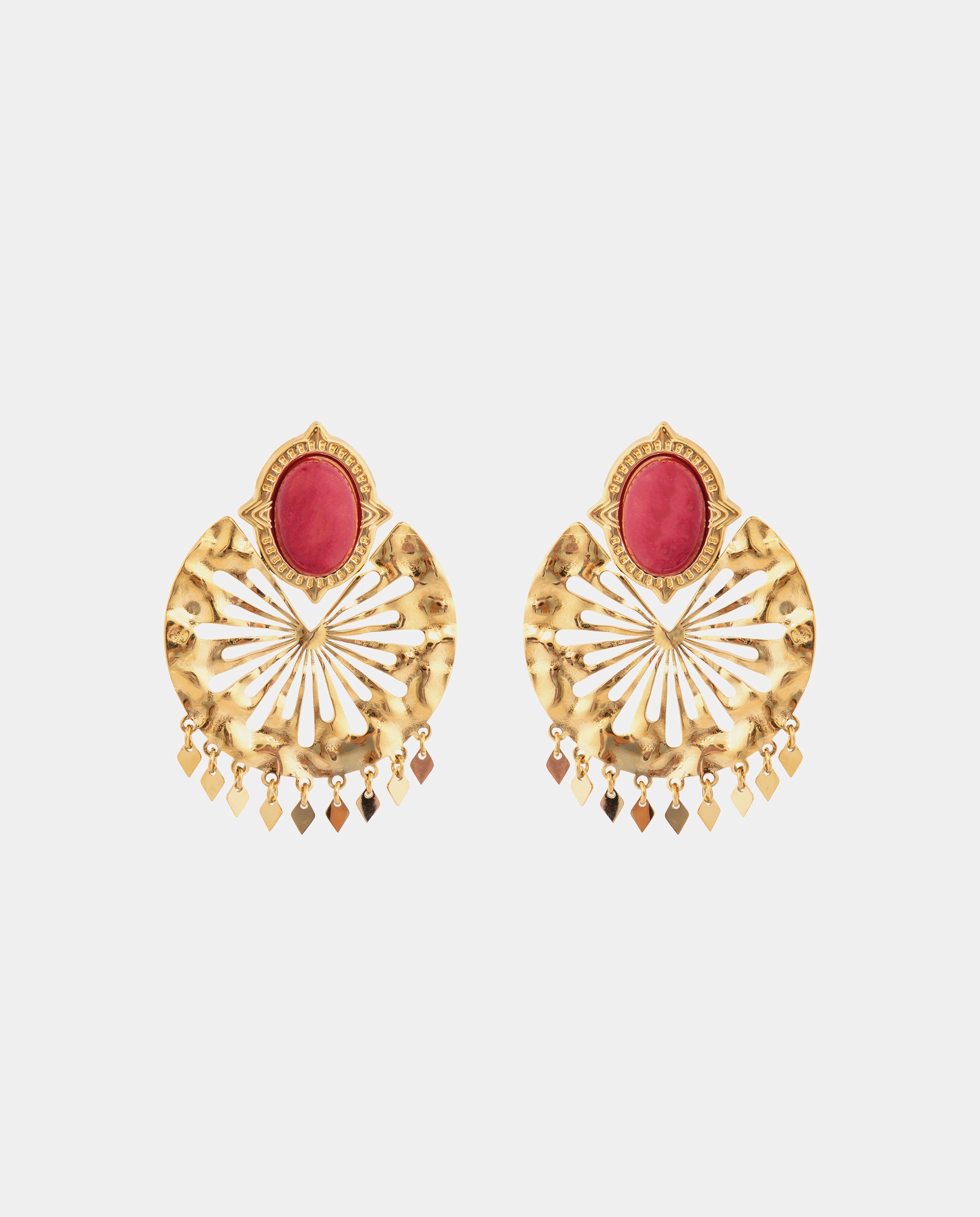 Pendientes de acero con coral acabados en oro amarillo de 18 quilates - Luxenter - Oro Oro-1