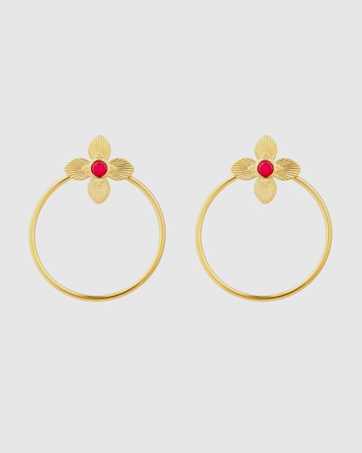 Imagen 0 de Pendientes Boho acabados en oro de 18k con lacado fucsia