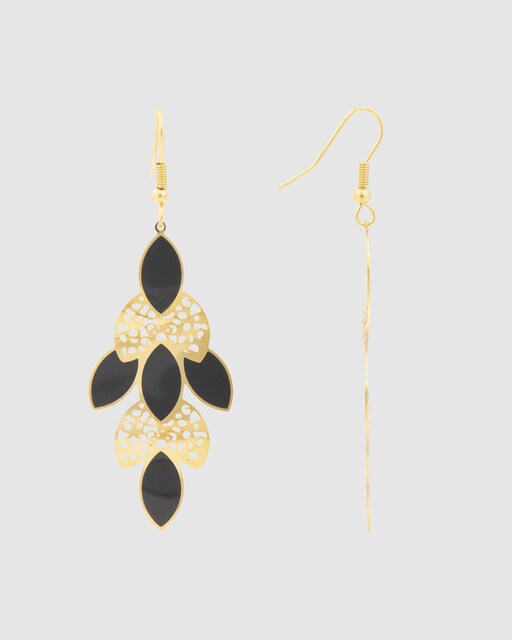 Imagen 0 de Pendientes Boho acabados en oro de 18k con lacado negro