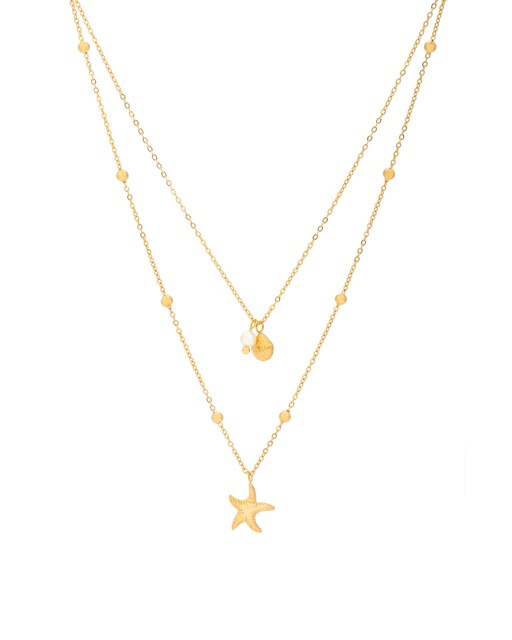 Imagen 0 de Collar Boho acabado en oro de 18k con perla
