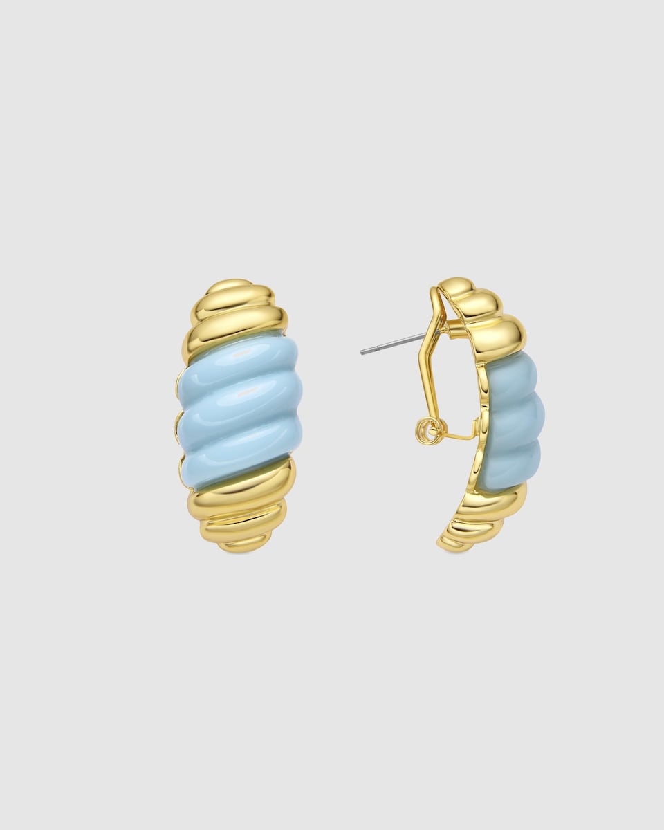 Pendientes Africa acabados en oro de 18k con resina azul Azul-1
