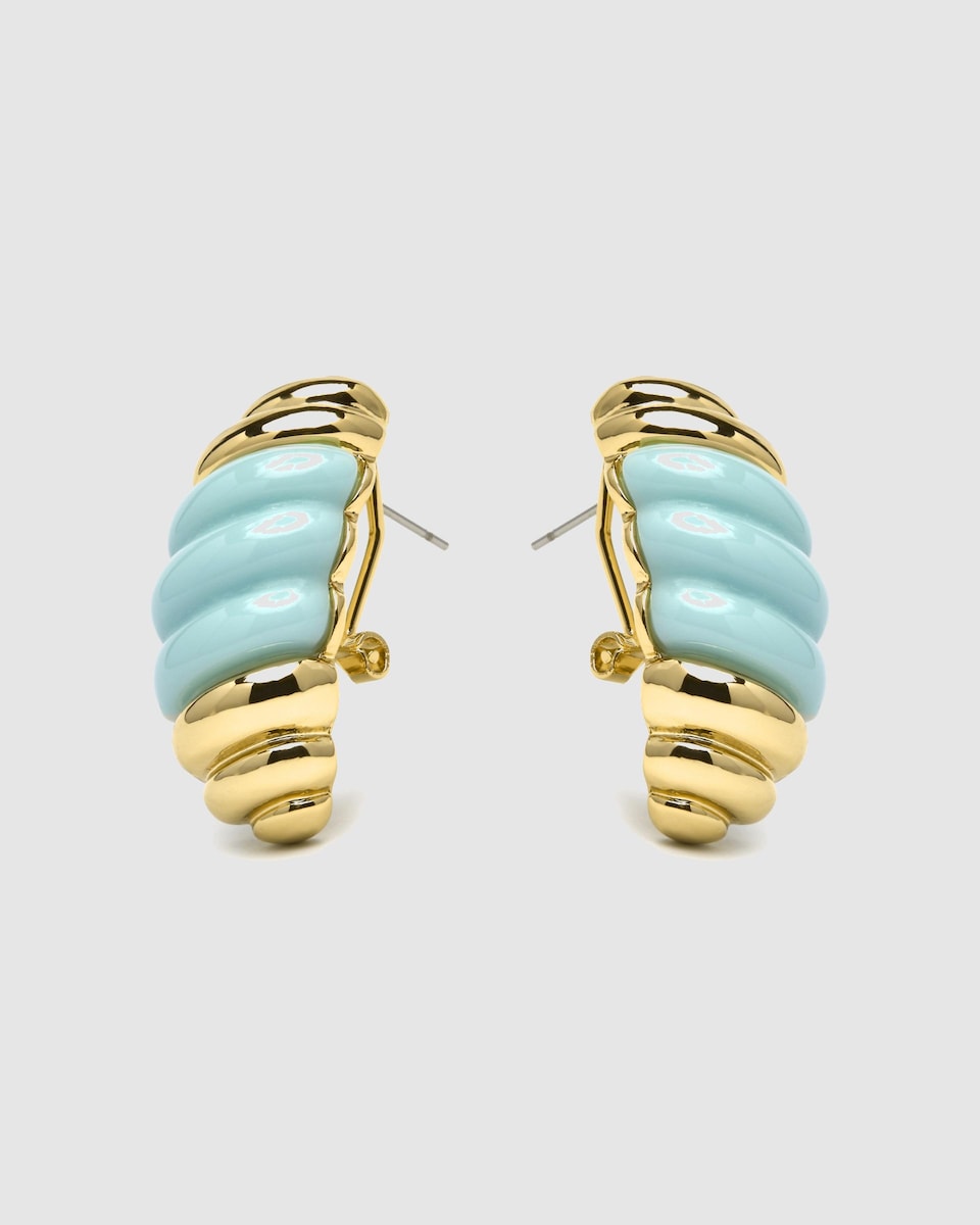 Pendientes Africa acabados en oro de 18k con resina azul Azul-4