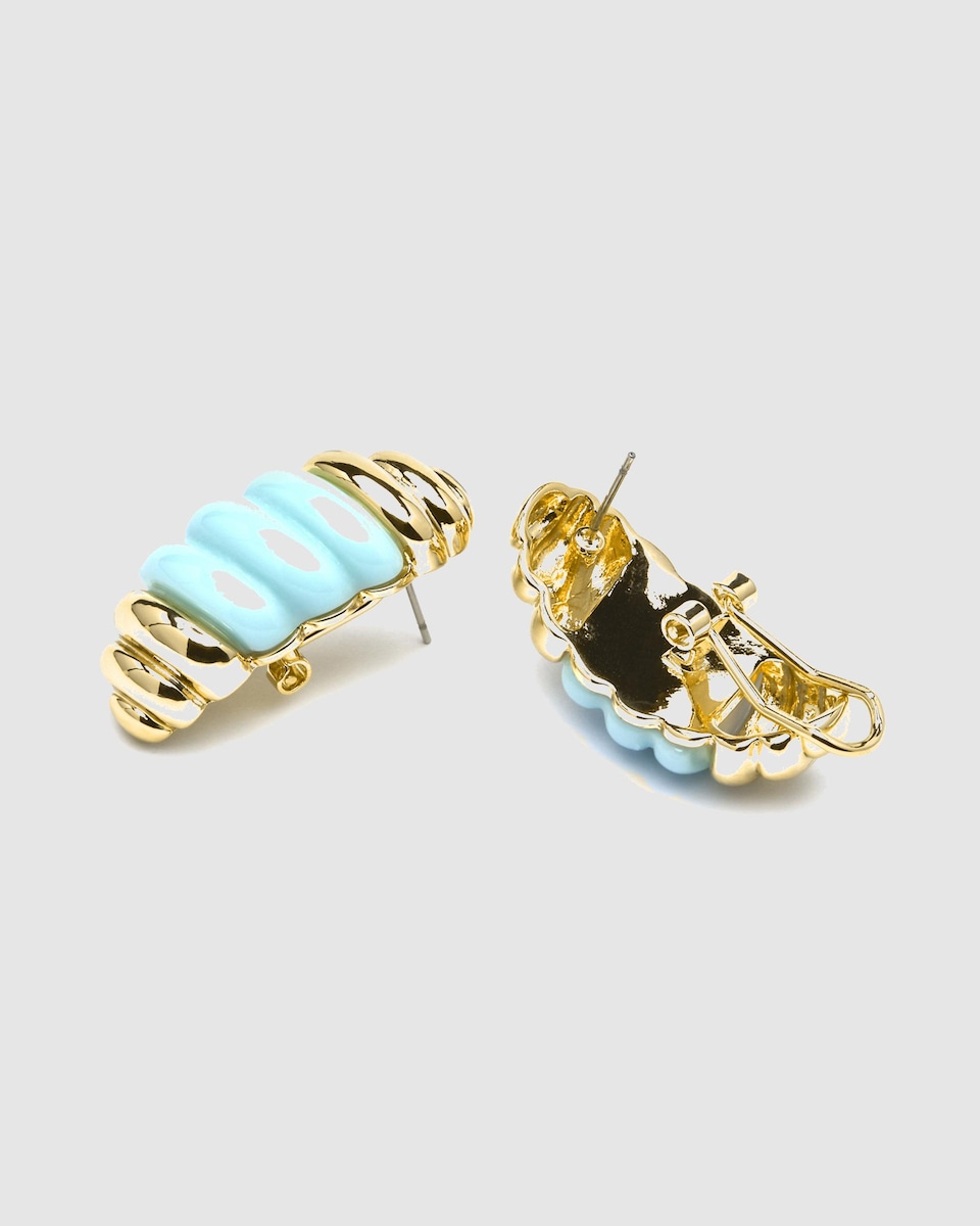 Pendientes Africa acabados en oro de 18k con resina azul Azul-6