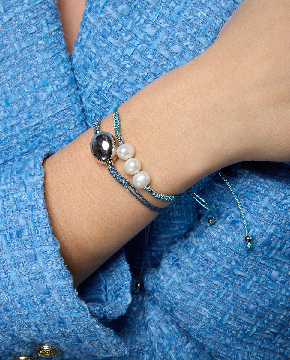 Pulsera de cordón momentos para brillar de plata de ley 925 acabada en rodio - Luxenter - Azul Azul-3