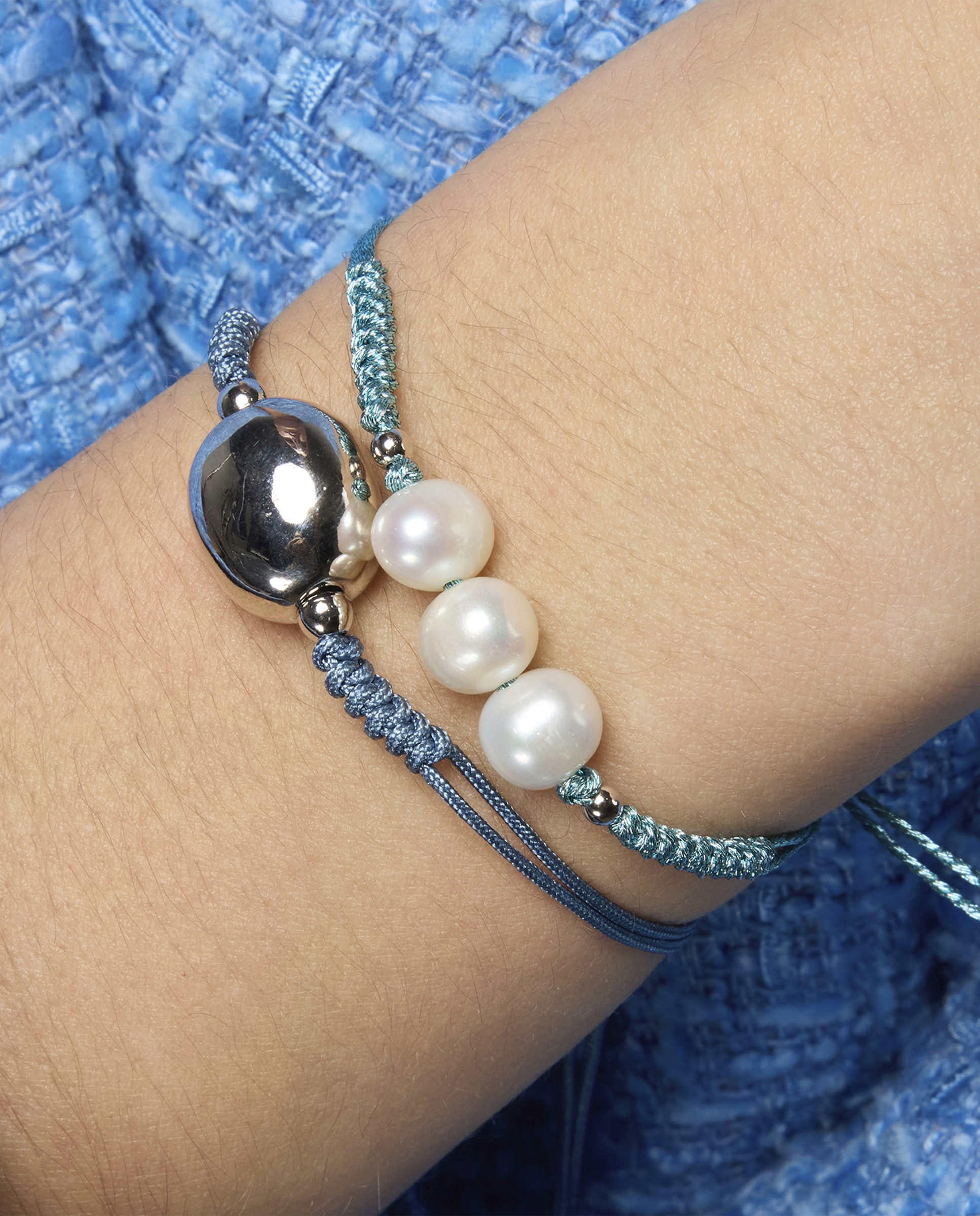Pulsera de cordón momentos para brillar de plata de ley 925 acabada en rodio - Luxenter - Azul Azul-5