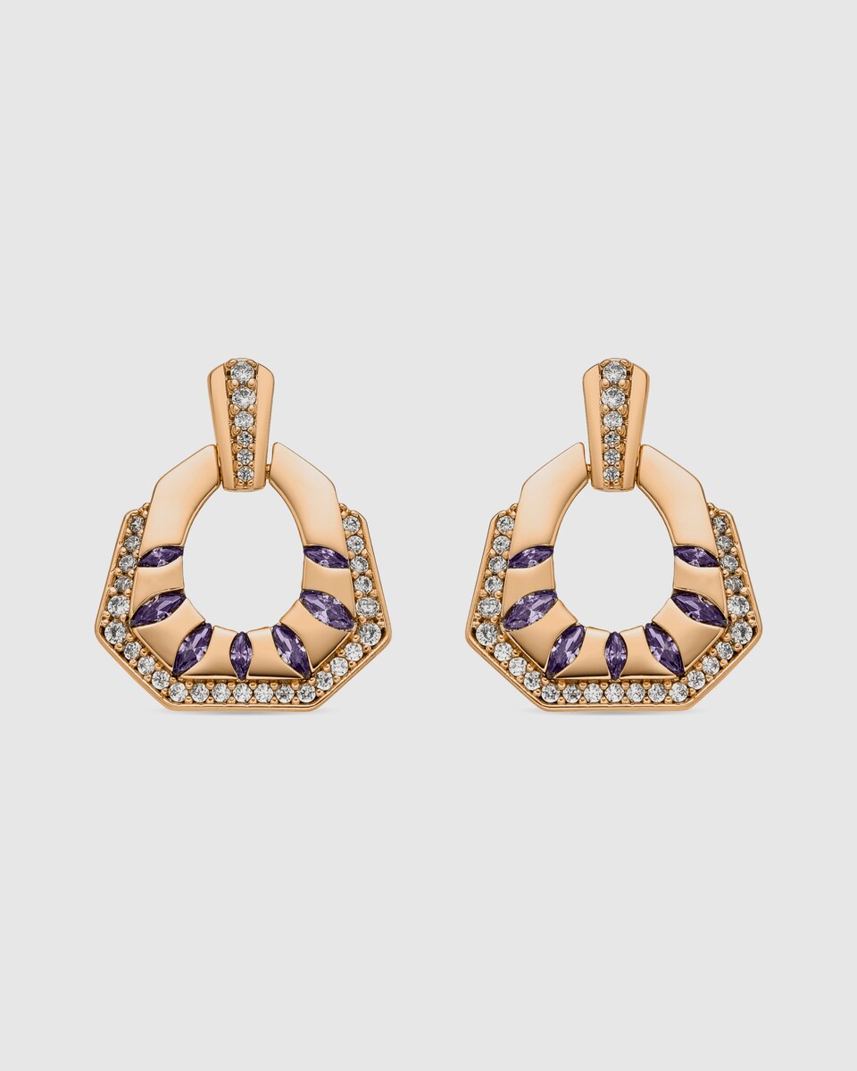 Pendientes Africa acabados en oro de 18k con circonita blanca Blanco-1
