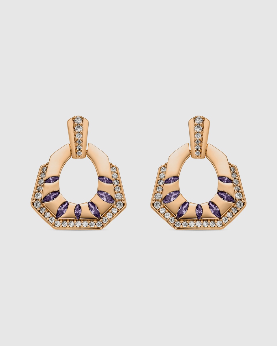 Pendientes Africa acabados en oro de 18k con circonita blanca Blanco-1
