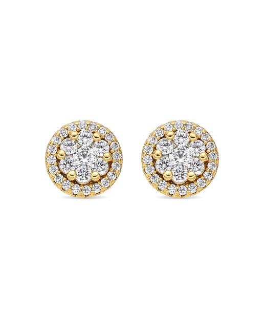 Imagen 0 de Pendientes Africa acabados en oro de 18k con circonita blanca