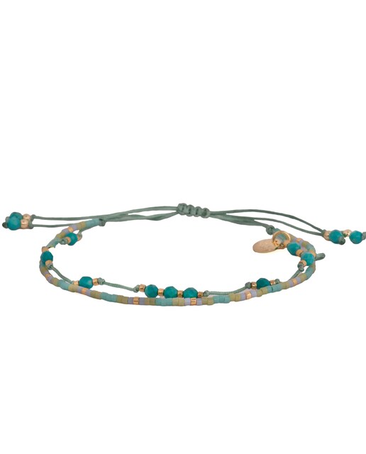 Imagen 0 de Pulsera Boho acabado en oro amarillo de 18k con  turquesa