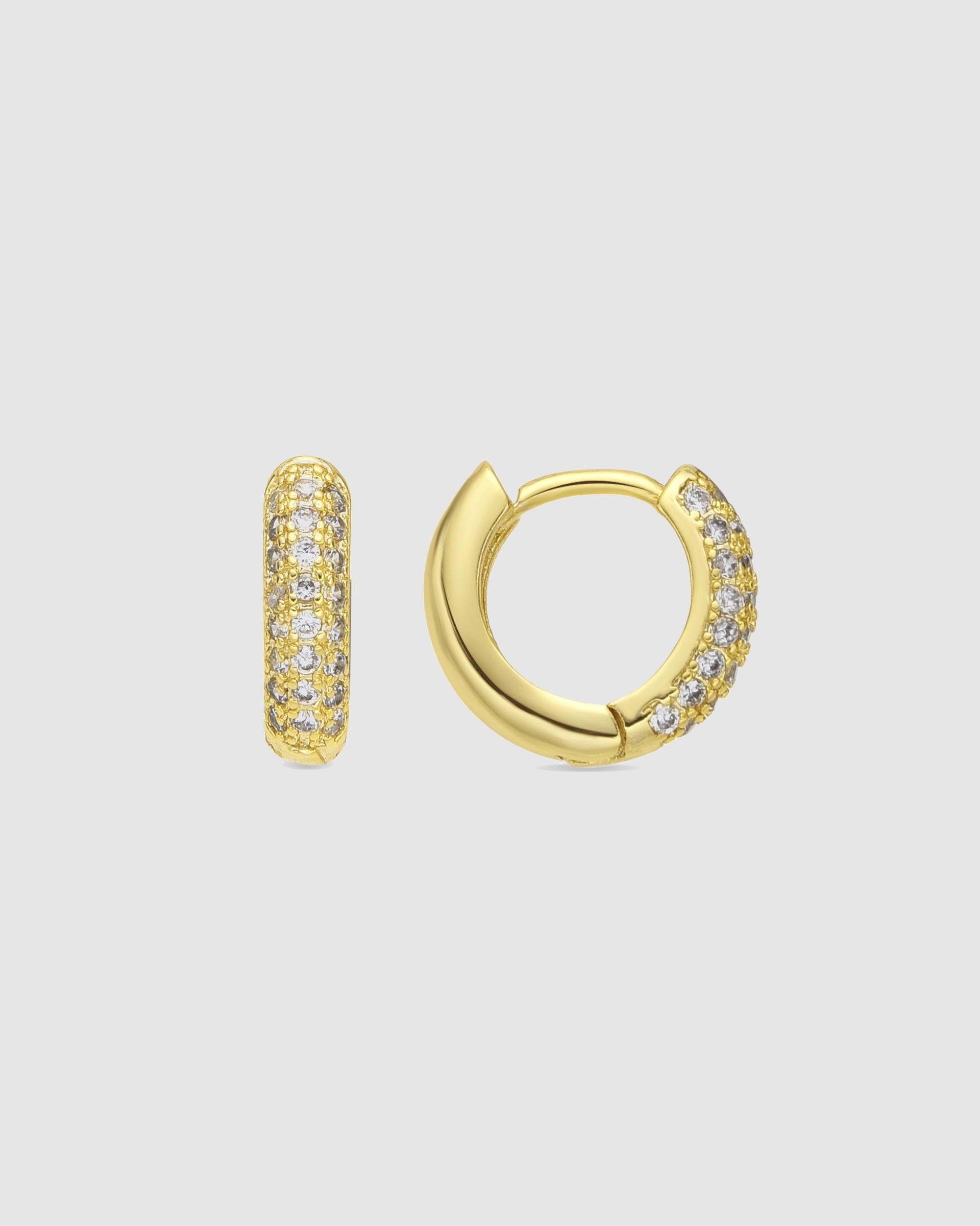 Imagen 1 de Pendientes de aro basic acabados en oro de 18 quilates con circonita brillante - Luxenter - Amarillo Amarillo