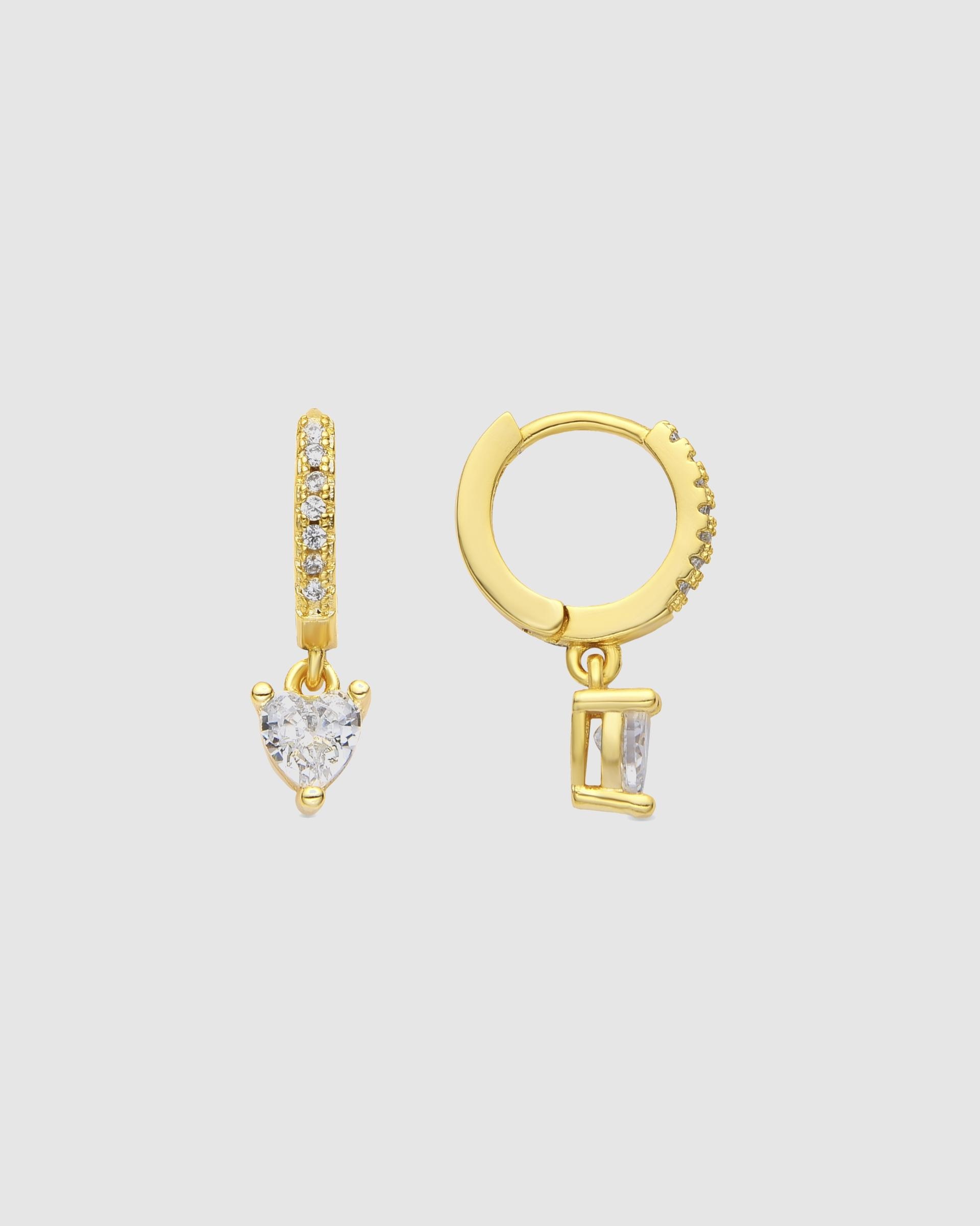 Imagen 1 de Pendientes de aro basic acabados en oro de 18 quilates con circonita brillante - Luxenter - Oro Oro