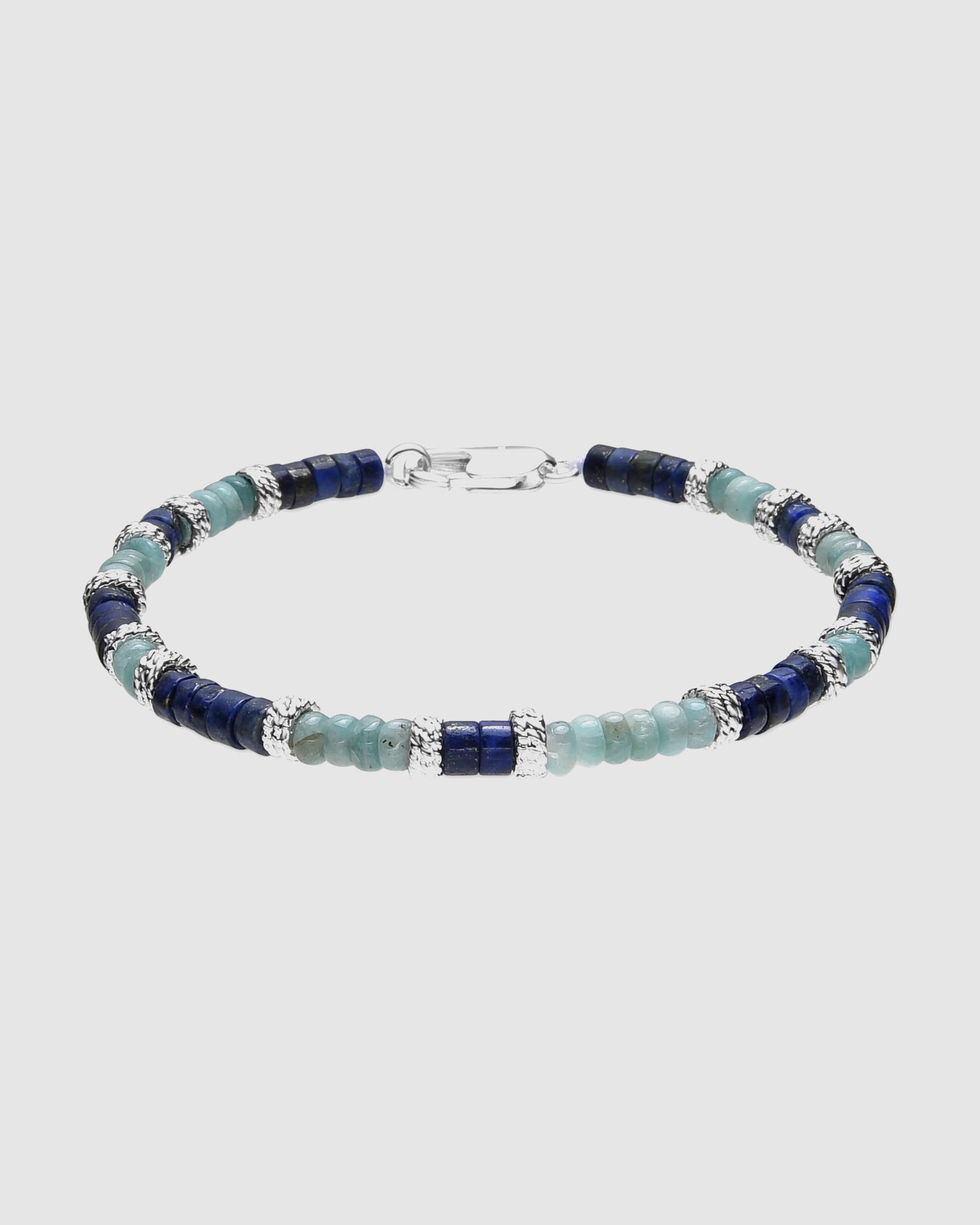 Imagen 0 de Pulsera de hombre día del padre acabada en plata y amazonita Azul / Gris