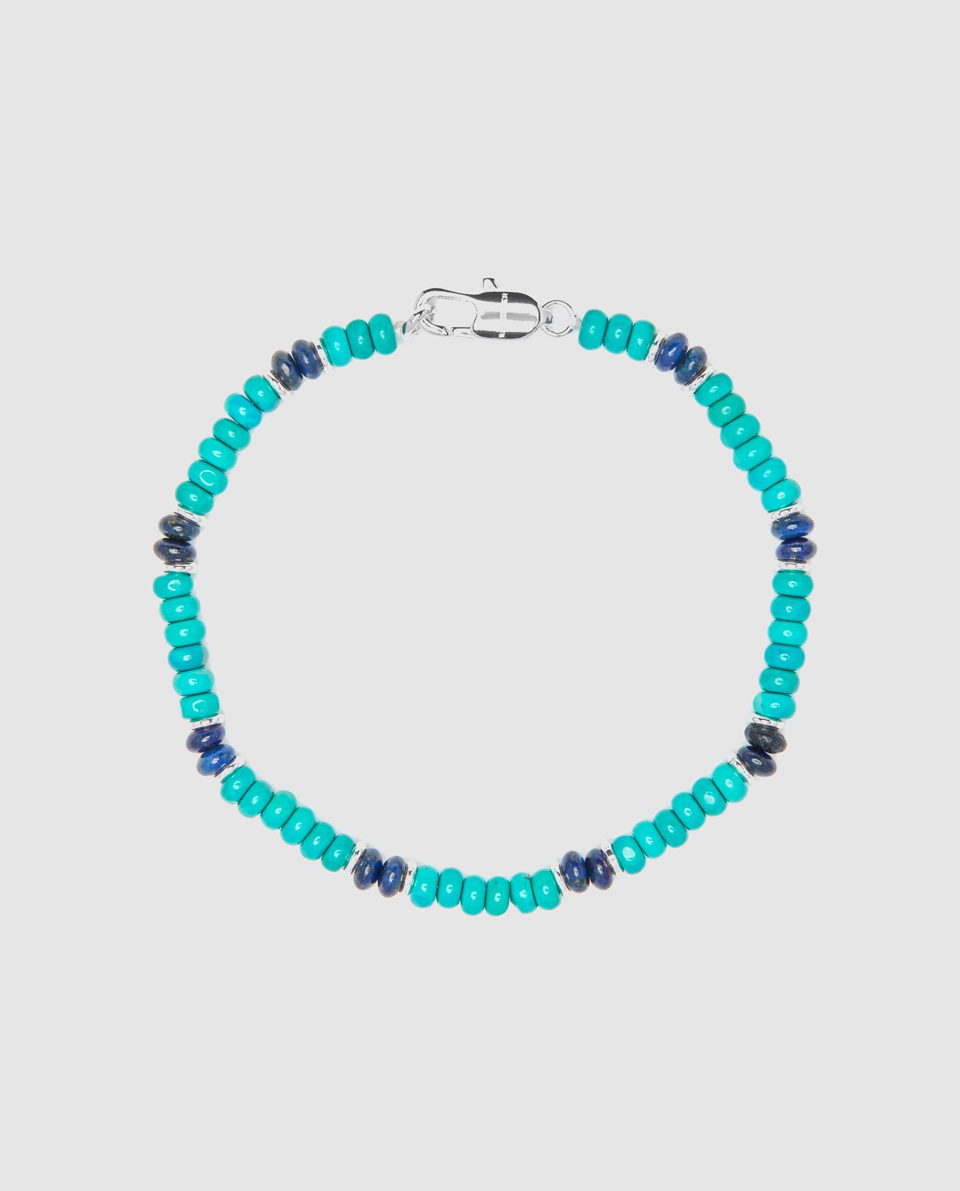 Pulsera de cadena acabada en rodio con lapislazuli y turquesa - Luxenter - Azul Turquesa Azul Turquesa-3
