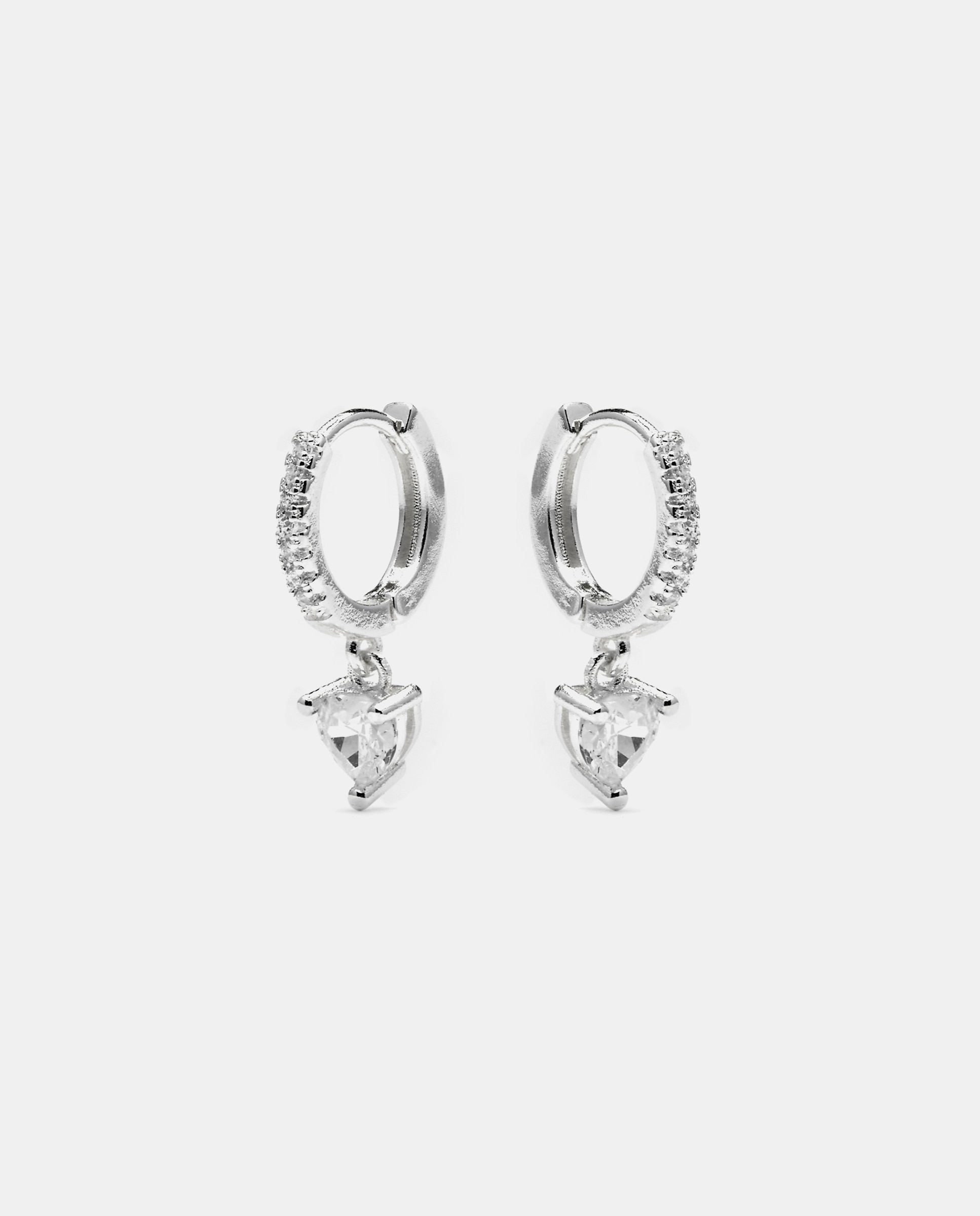 Imagen 4 de Pendientes de aro basic acabados en rodio con circonita brillante - Luxenter - Plata Plata