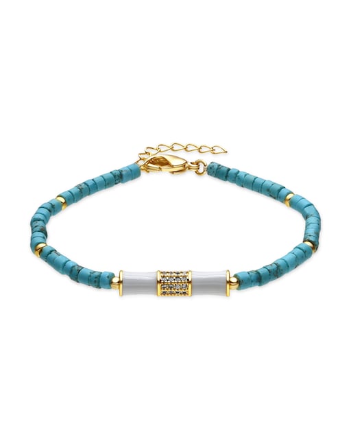 Imagen 0 de Pulsera Boho acabada en oro de 18k con turquesa