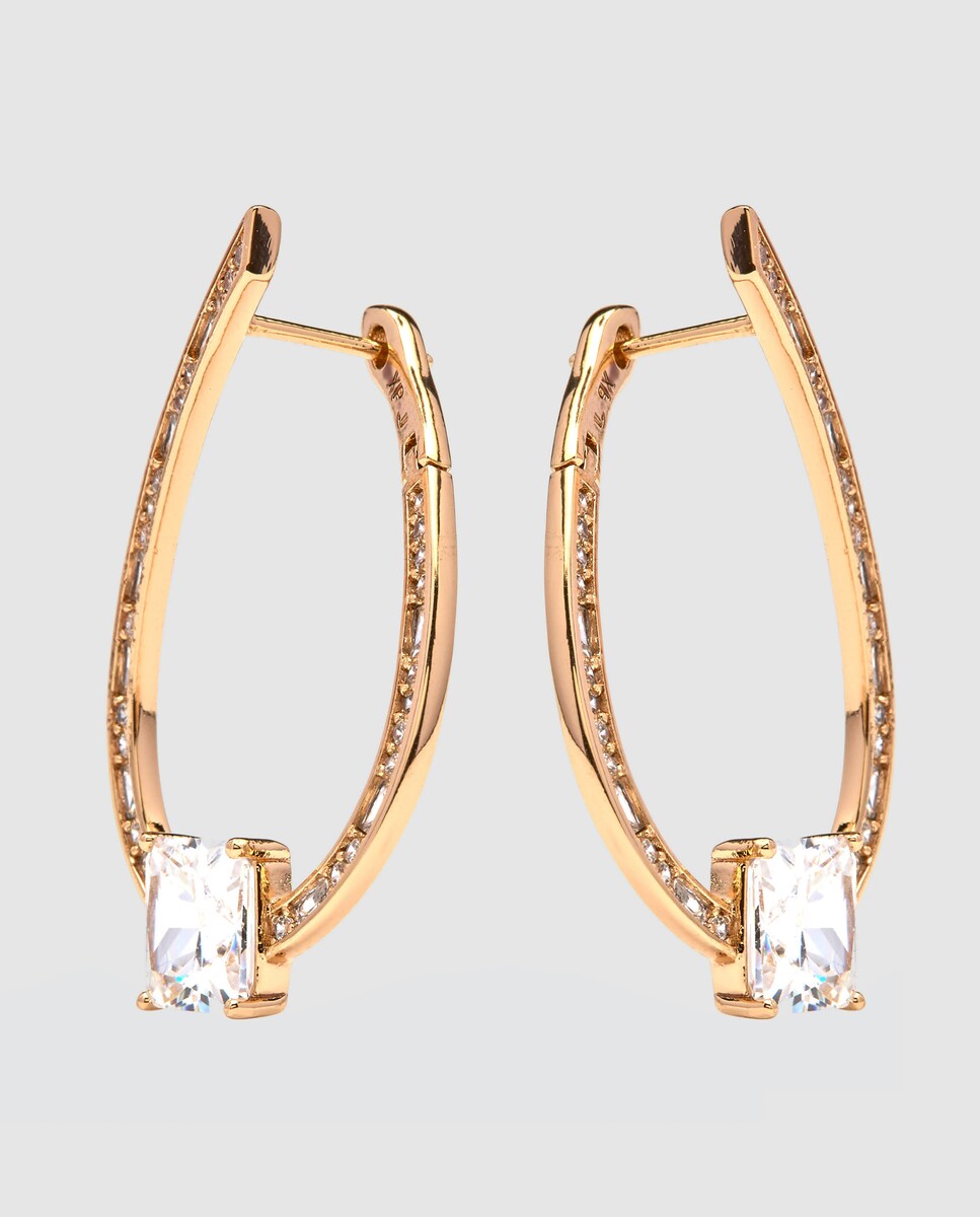 Pendientes África acabados en  oro amarillo de 18k con circonita blanca Blanco-4