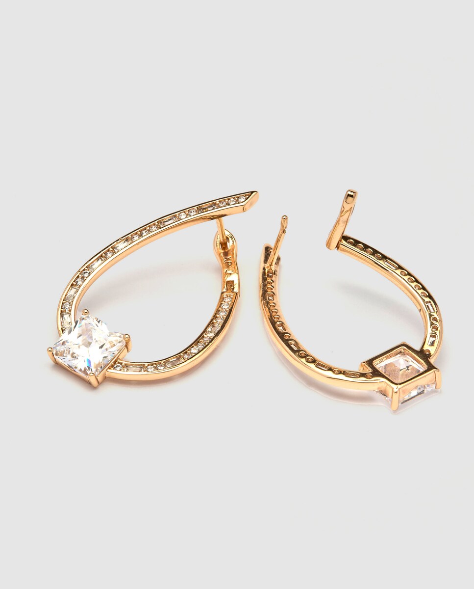 Pendientes África acabados en  oro amarillo de 18k con circonita blanca Blanco-5