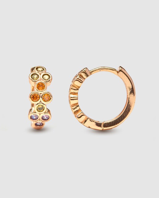Imagen 0 de Pendientes África acabados en  oro amarillo de 18k con circonita multicolor