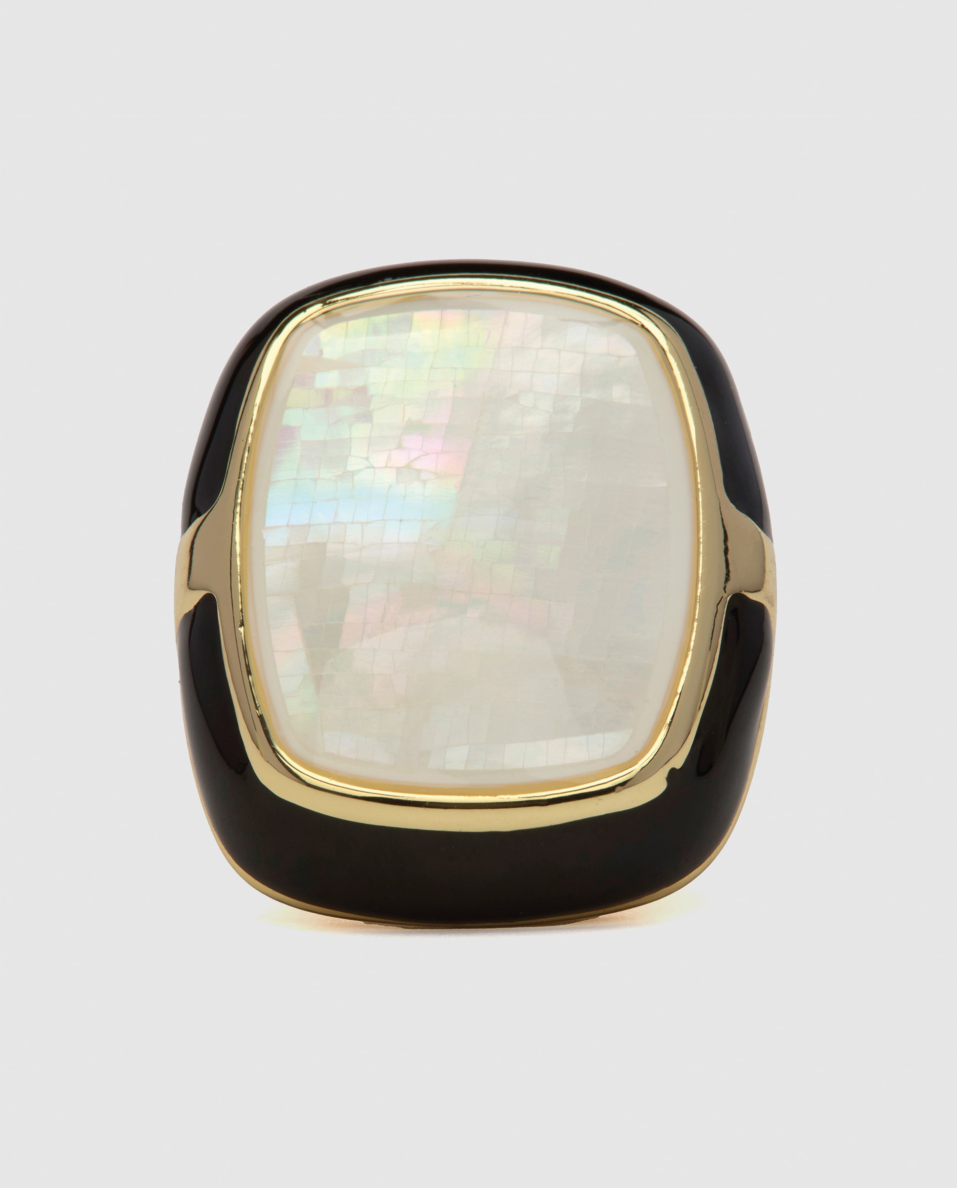 Imagen 6 de Anillo africa con madreperla blanca y lacado negro acabado en oro amarillo de 18k - Luxenter - Dorado Dorado