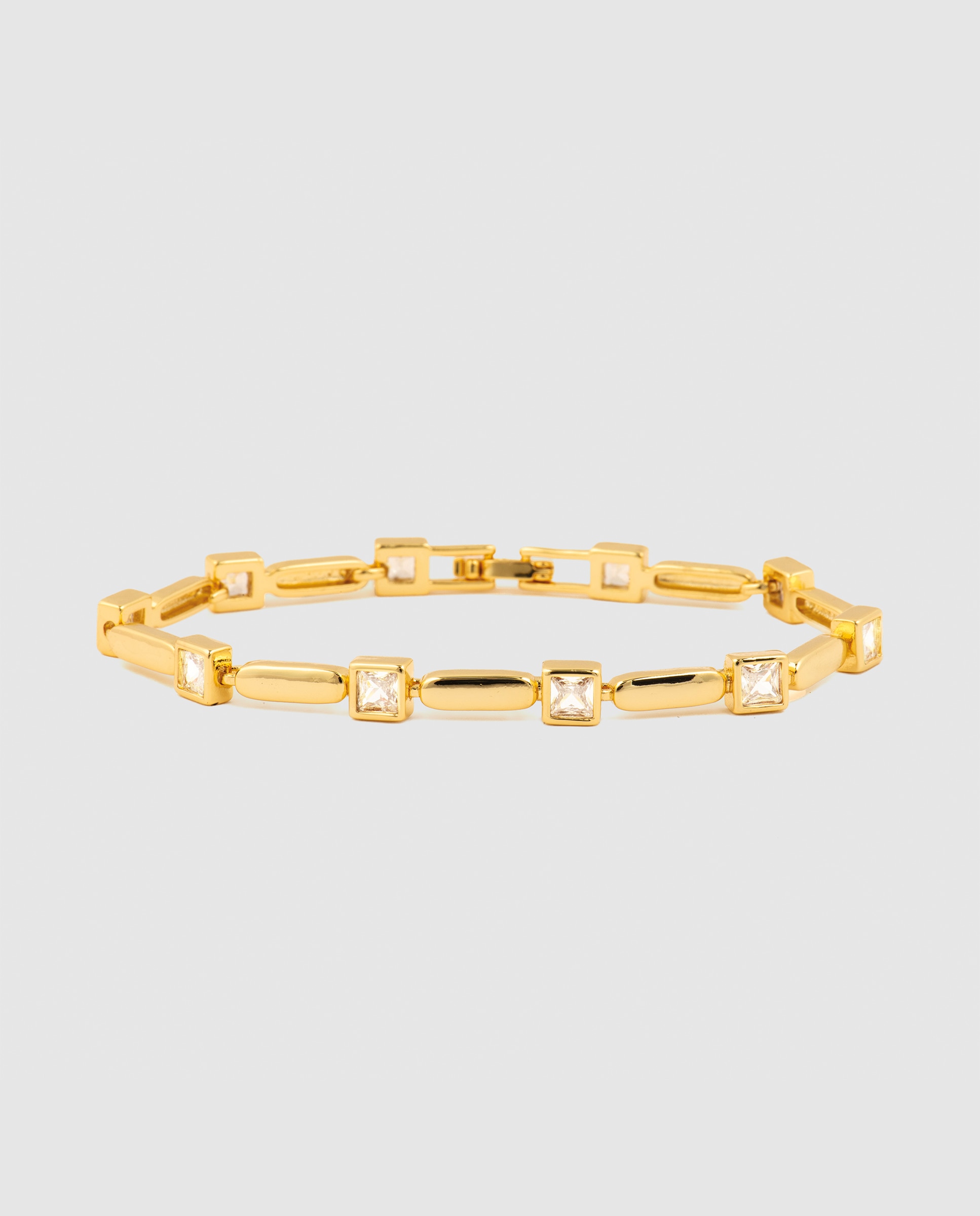 Pulsera de cadena áfrica acabada en oro amarillo de 18 quilates con circonita brillante Amarillo Luxenter Amarillo-1