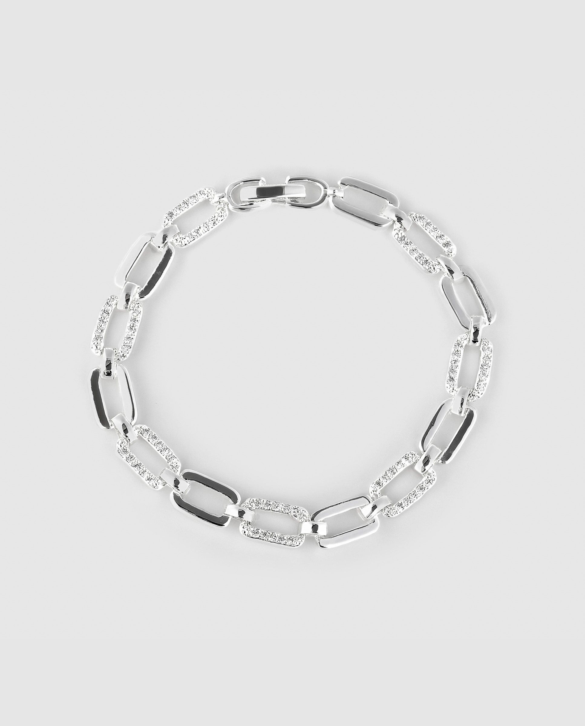 Pulsera de eslabones áfrica acabada en plata de ley 925 con circonita brillante - Luxenter - Plata brillante / Transparente Plata brillante / Transparente-3