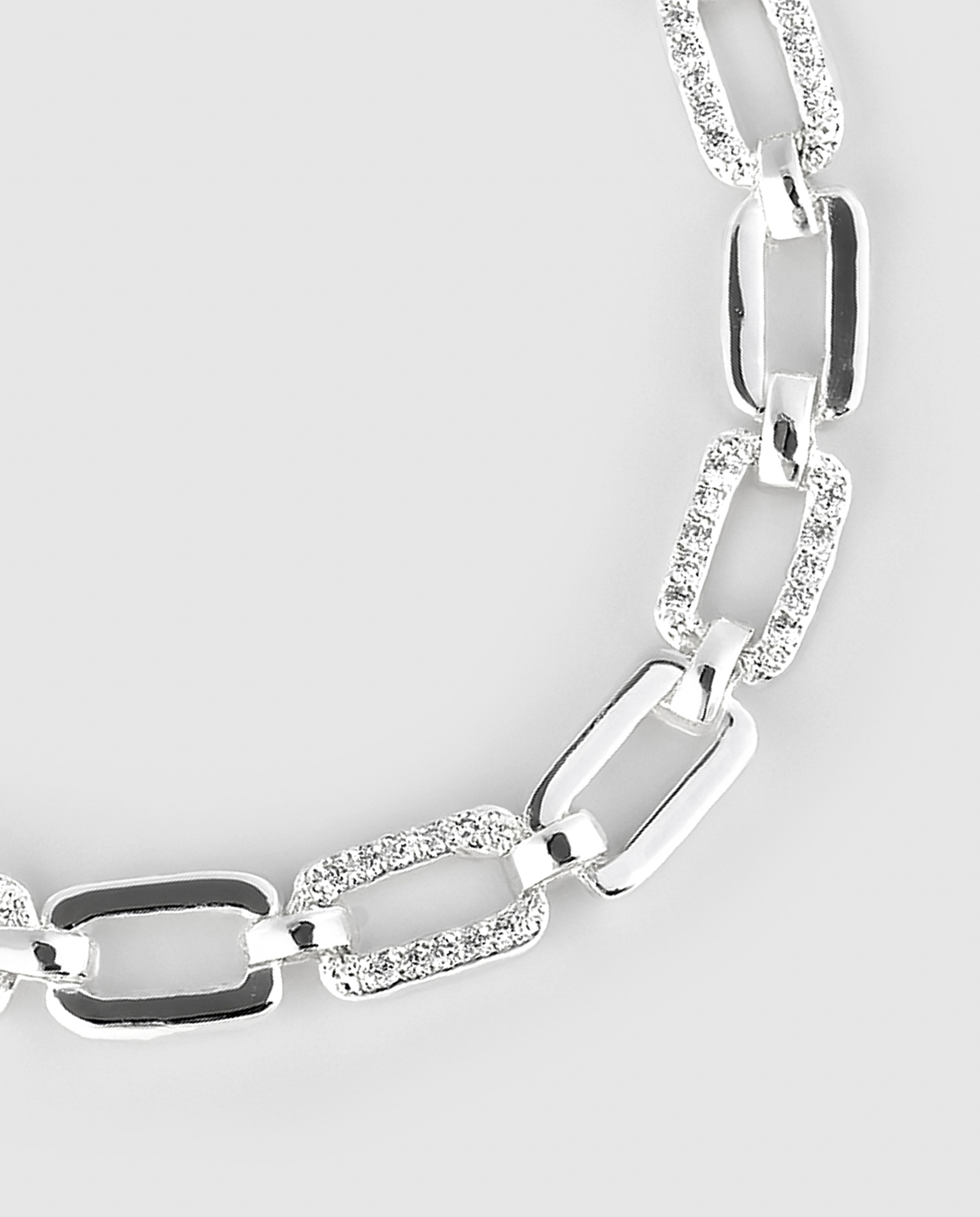 Pulsera de eslabones áfrica acabada en plata de ley 925 con circonita brillante - Luxenter - Plata brillante / Transparente Plata brillante / Transparente-5