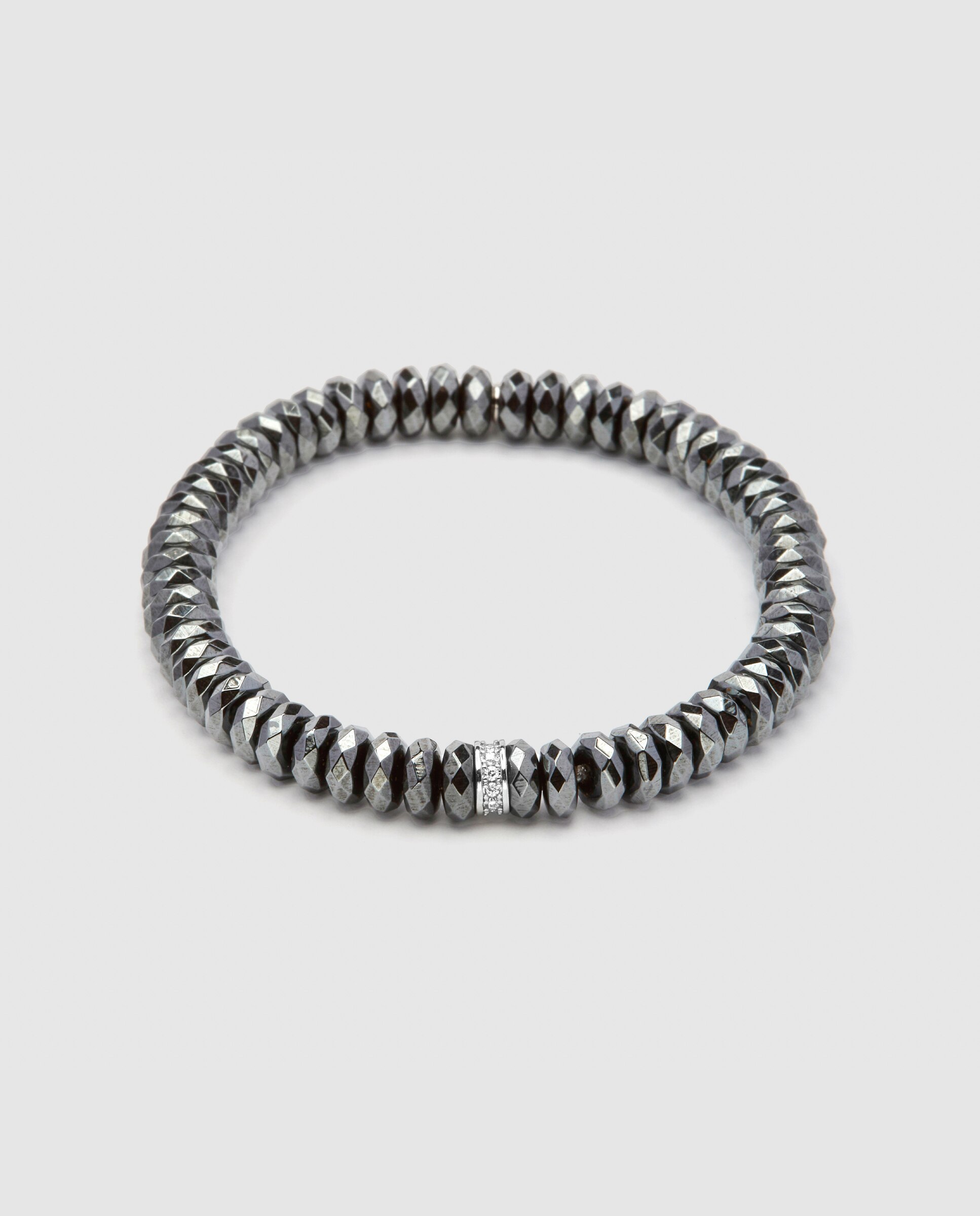 Pulsera de cadena trendy de plata de ley 925 acabada en rodio con hematite - Luxenter - Plata Plata-1