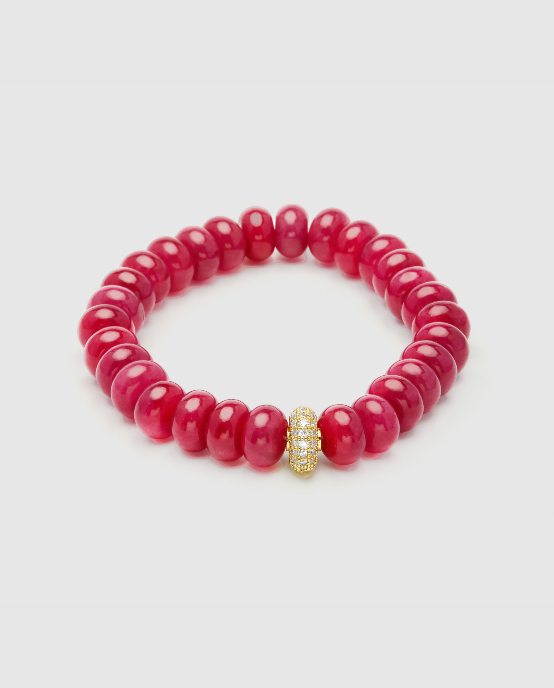 Pulsera de cadena trendy de plata de ley 925 acabada en oro amarillo de 18 quilates con jade rojo - Luxenter - Rojo / Blanco Rojo / Blanco-1