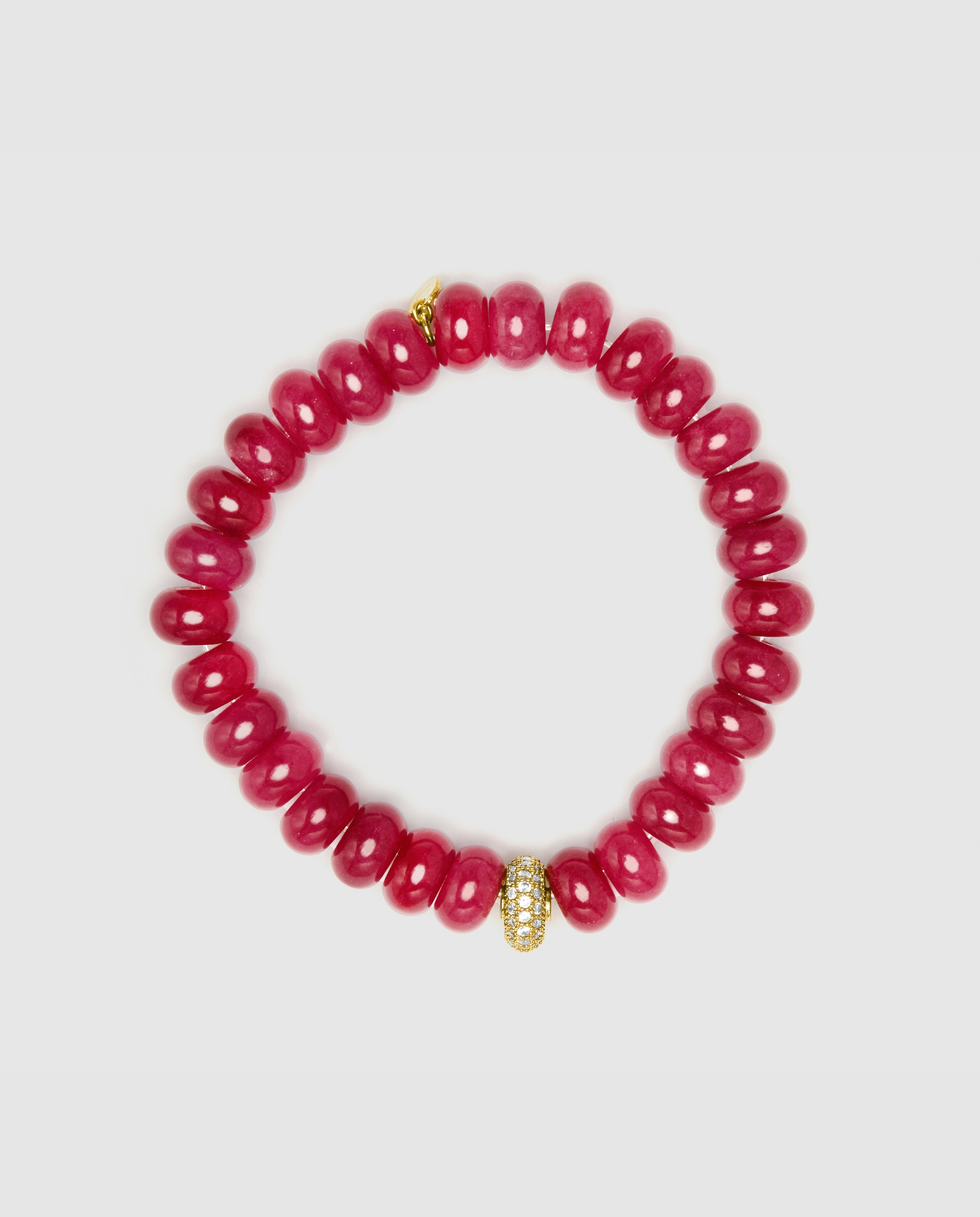 Pulsera de cadena trendy de plata de ley 925 acabada en oro amarillo de 18 quilates con jade rojo - Luxenter - Rojo / Blanco Rojo / Blanco-3