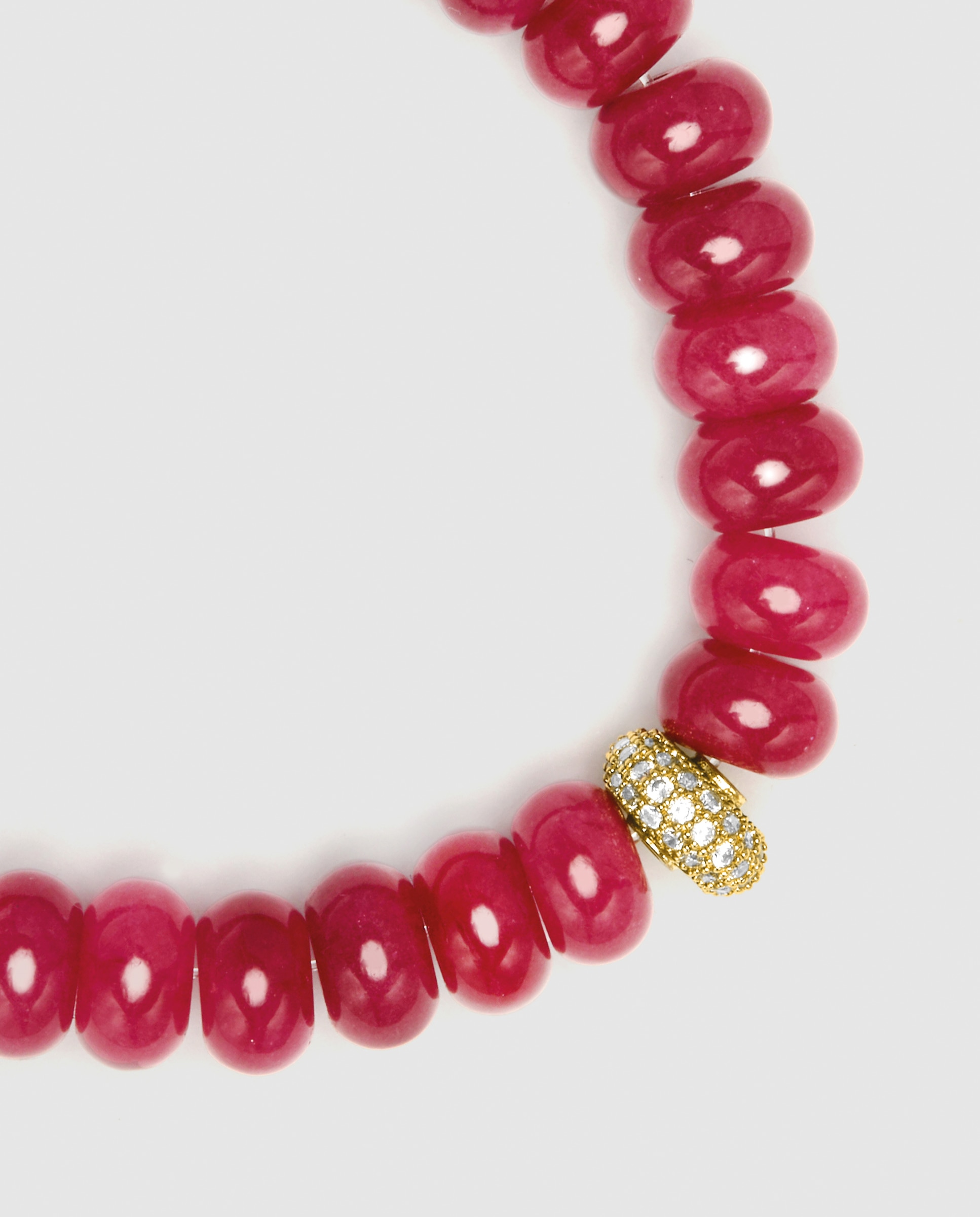 Pulsera de cadena trendy de plata de ley 925 acabada en oro amarillo de 18 quilates con jade rojo - Luxenter - Rojo / Blanco Rojo / Blanco-6