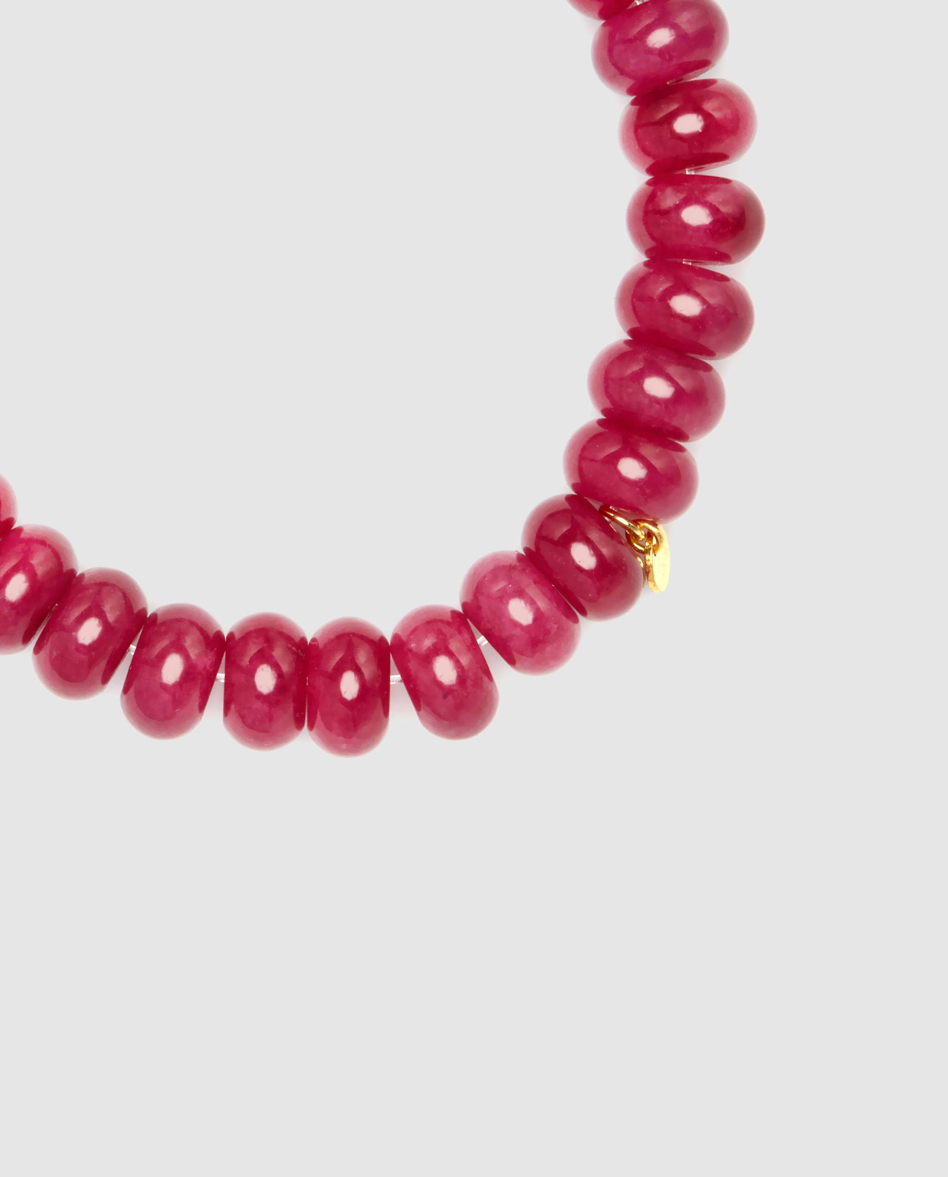 Pulsera de cadena trendy de plata de ley 925 acabada en oro amarillo de 18 quilates con jade rojo - Luxenter - Rojo / Blanco Rojo / Blanco-7