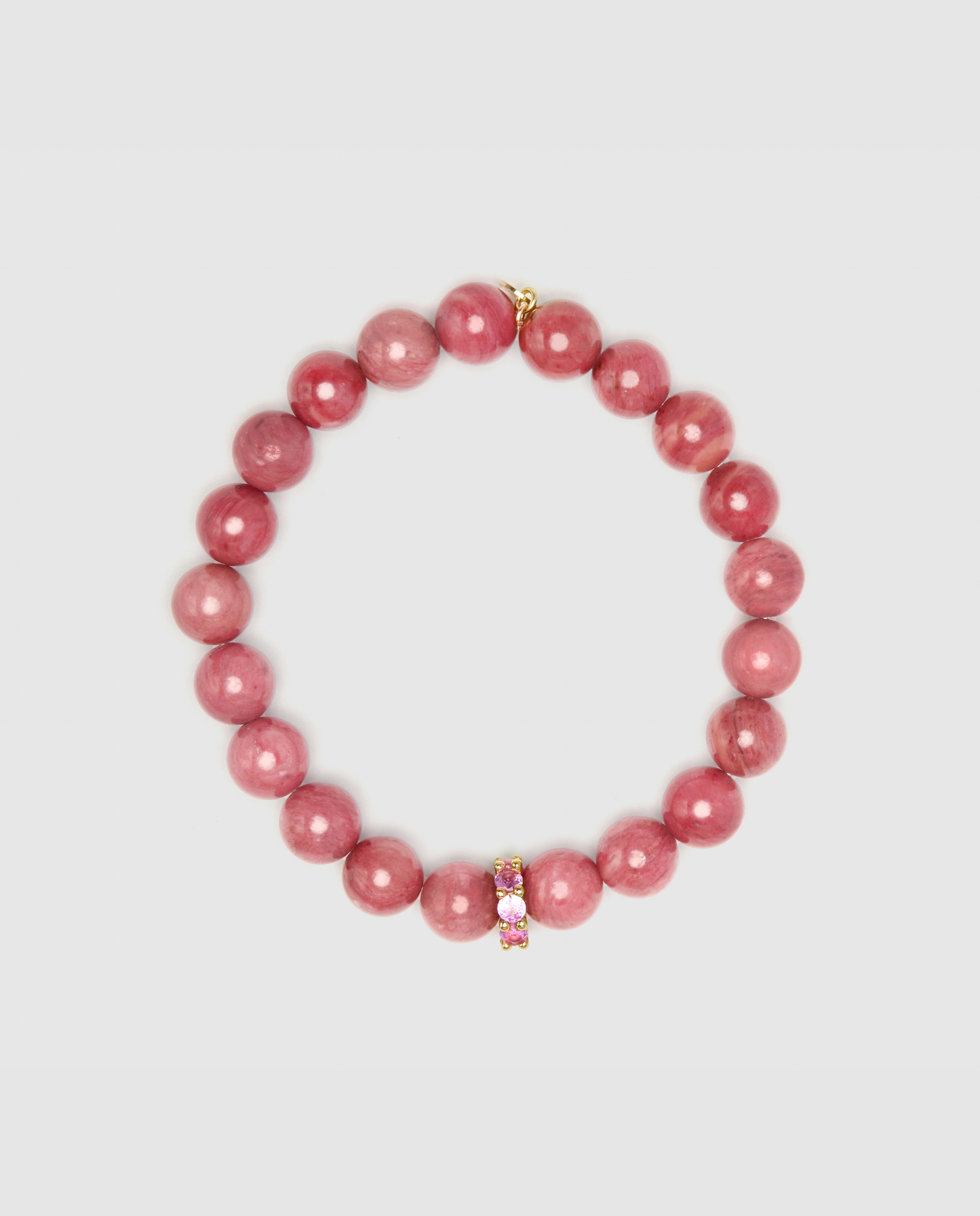 Pulsera de cadena trendy de plata de ley 925 acabada en oro amarillo de 18 quilates con rodocrosita - Luxenter - Rojo Rojo-3
