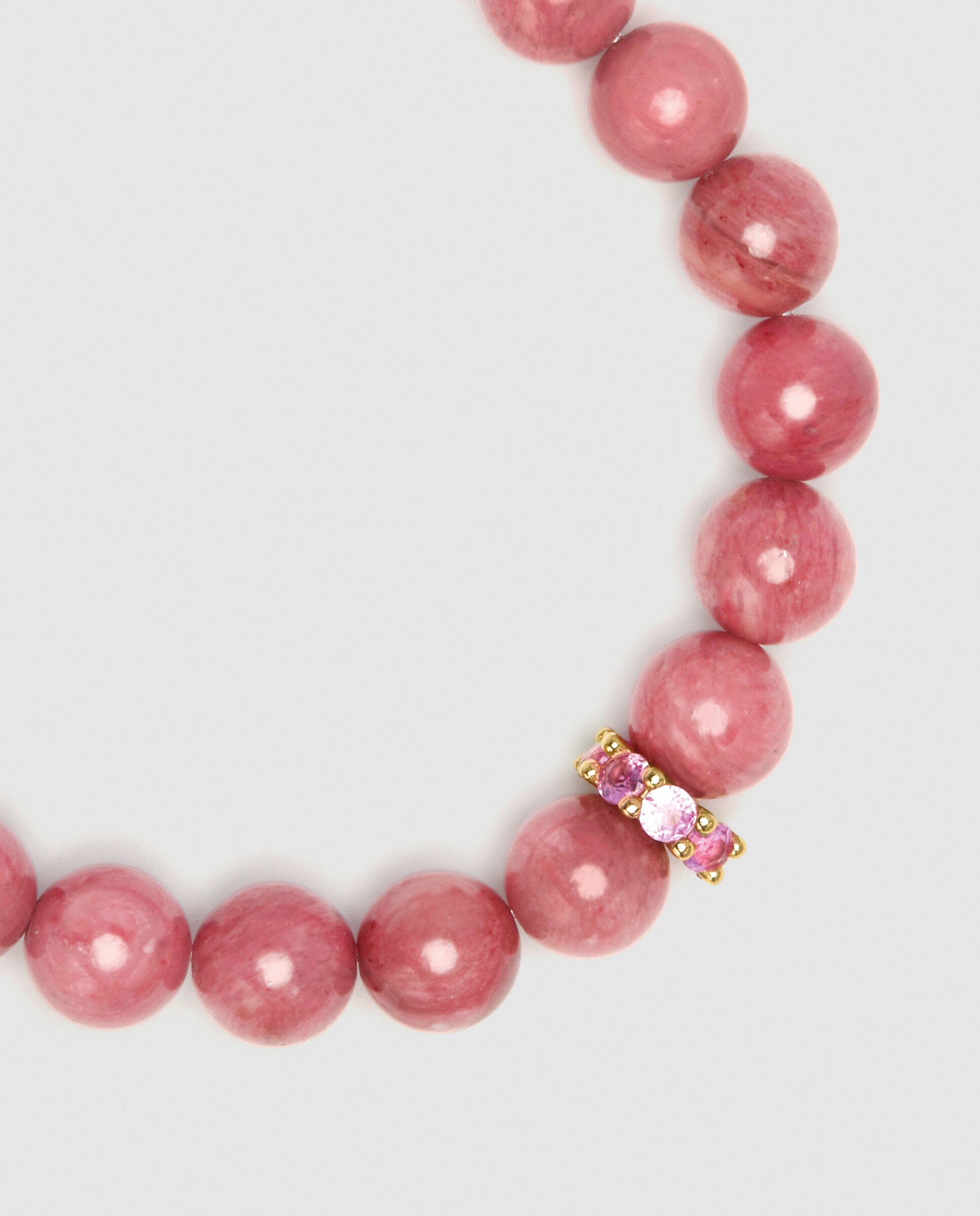 Pulsera de cadena trendy de plata de ley 925 acabada en oro amarillo de 18 quilates con rodocrosita - Luxenter - Rojo Rojo-6