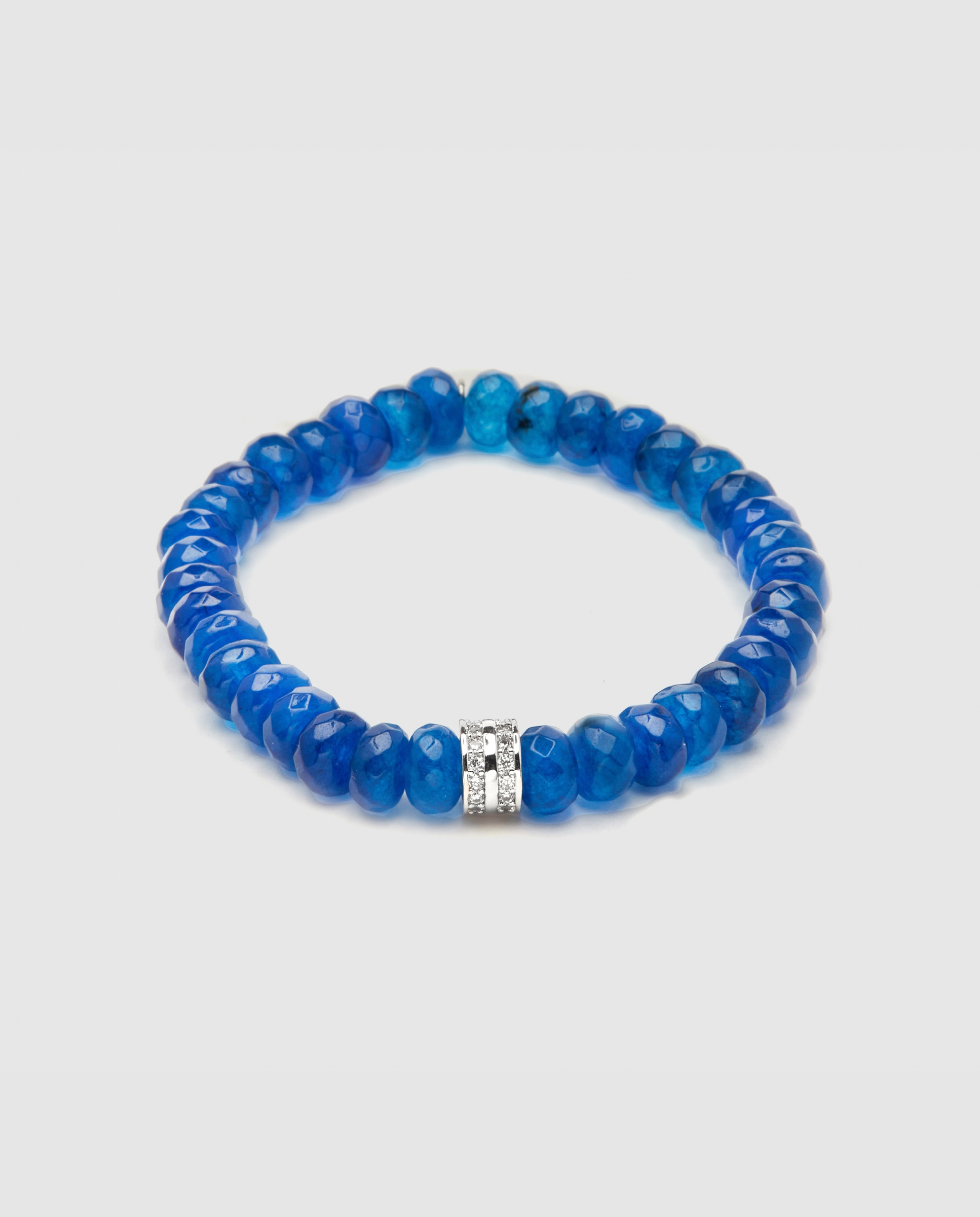 Pulsera de cadena trendy de plata de ley 925 acabada en rodio con jade azul - Luxenter - Azul Cobalto Azul Cobalto-1