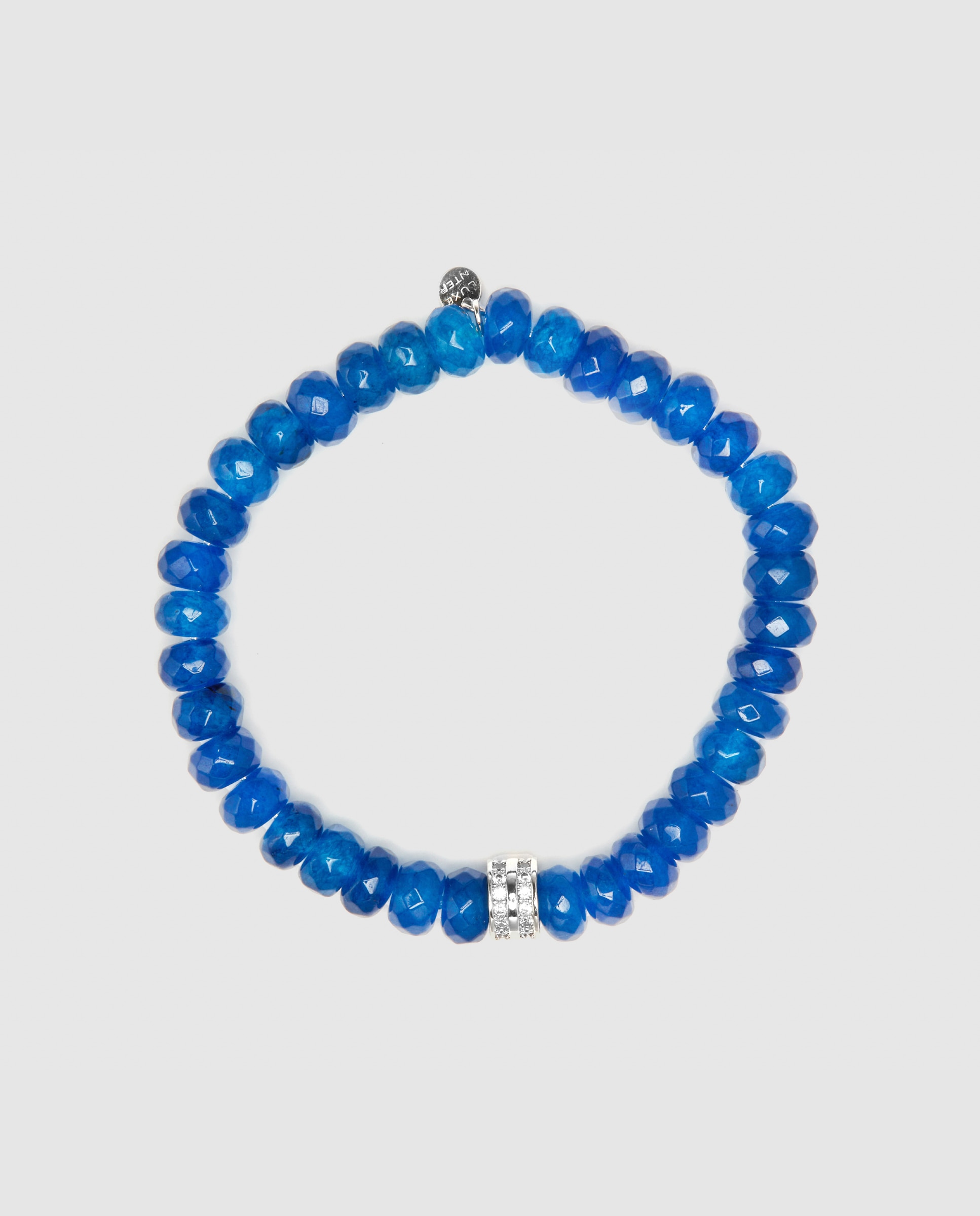 Pulsera de cadena trendy de plata de ley 925 acabada en rodio con jade azul - Luxenter - Azul Cobalto Azul Cobalto-3