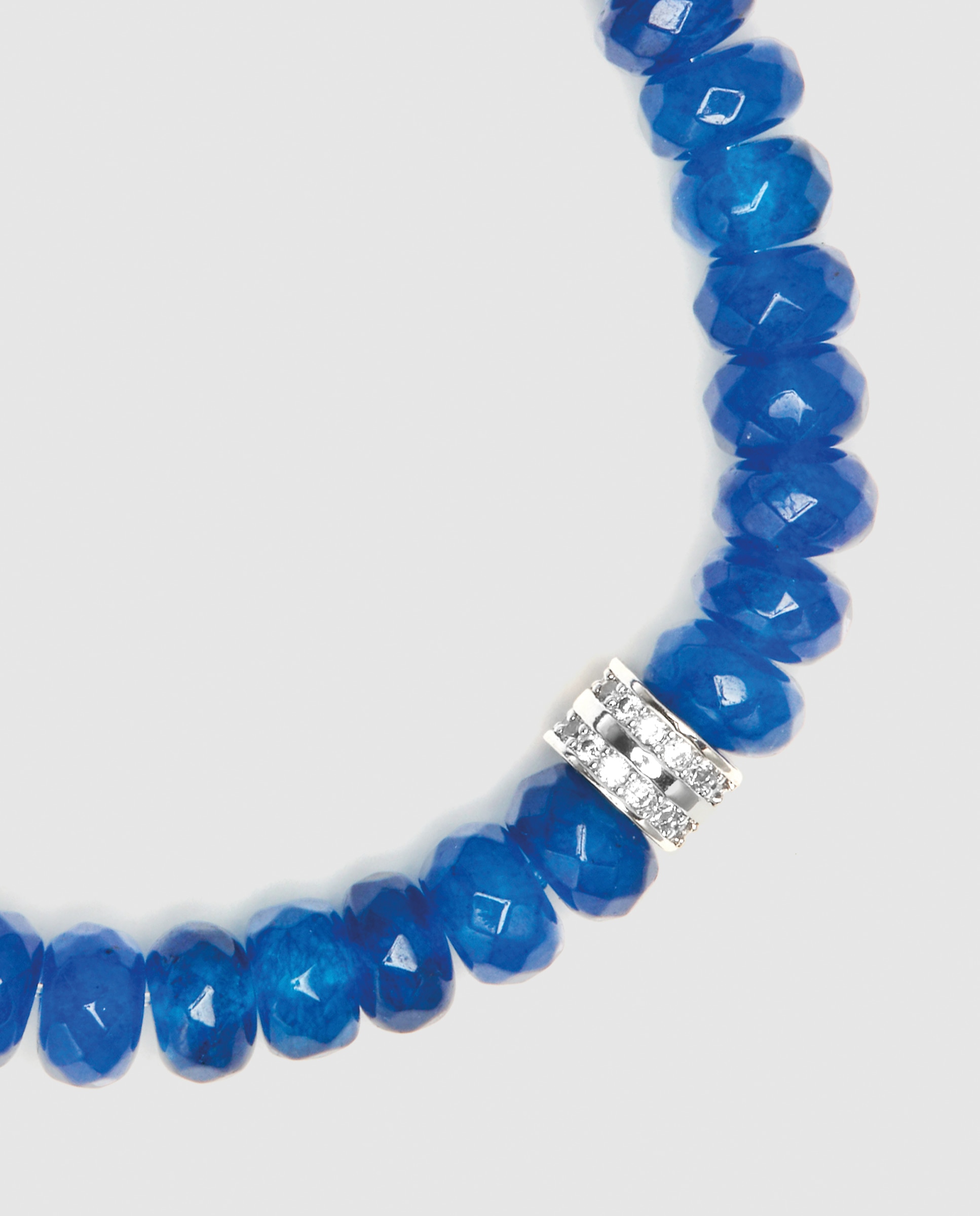 Pulsera de cadena trendy de plata de ley 925 acabada en rodio con jade azul - Luxenter - Azul Cobalto Azul Cobalto-6