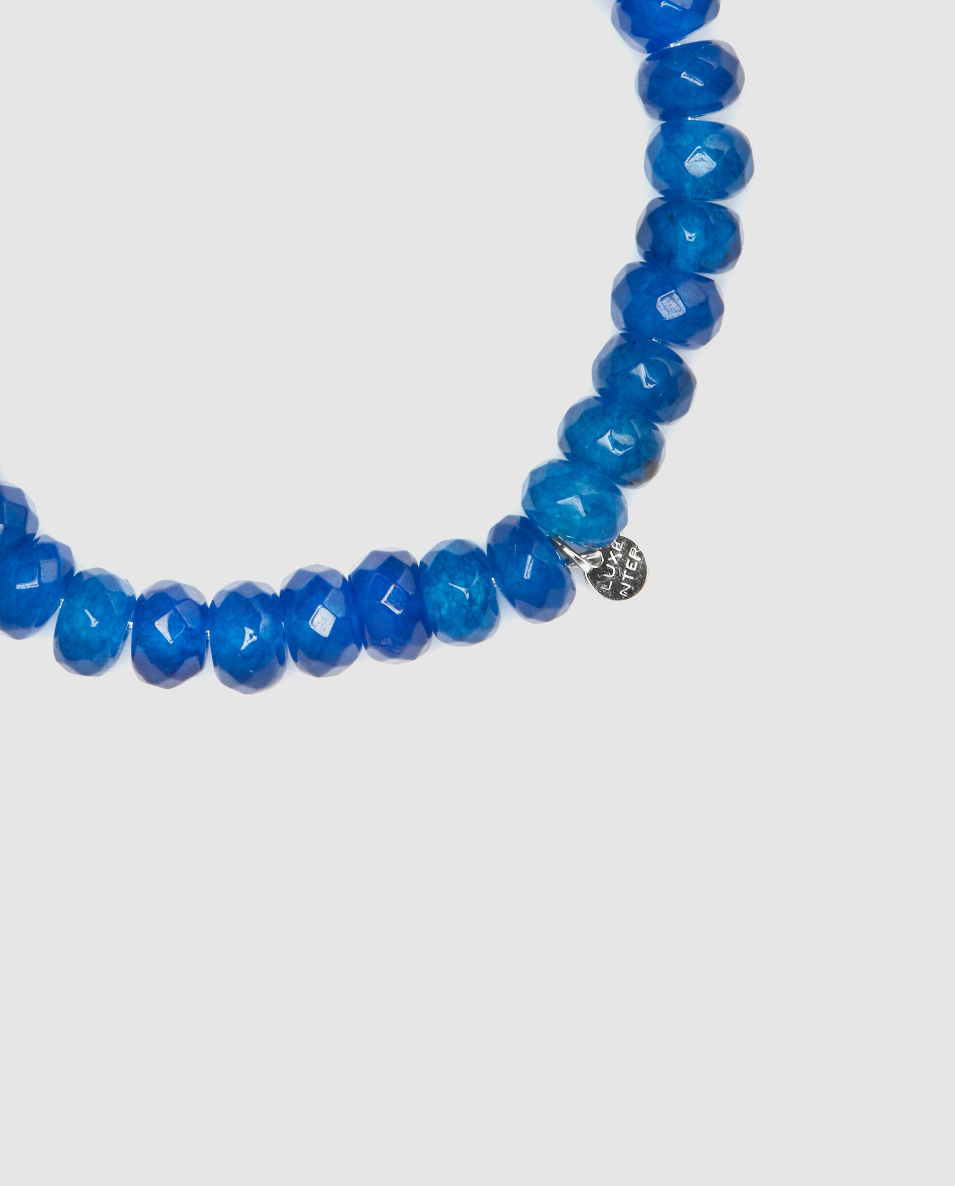 Pulsera de cadena trendy de plata de ley 925 acabada en rodio con jade azul - Luxenter - Azul Cobalto Azul Cobalto-7