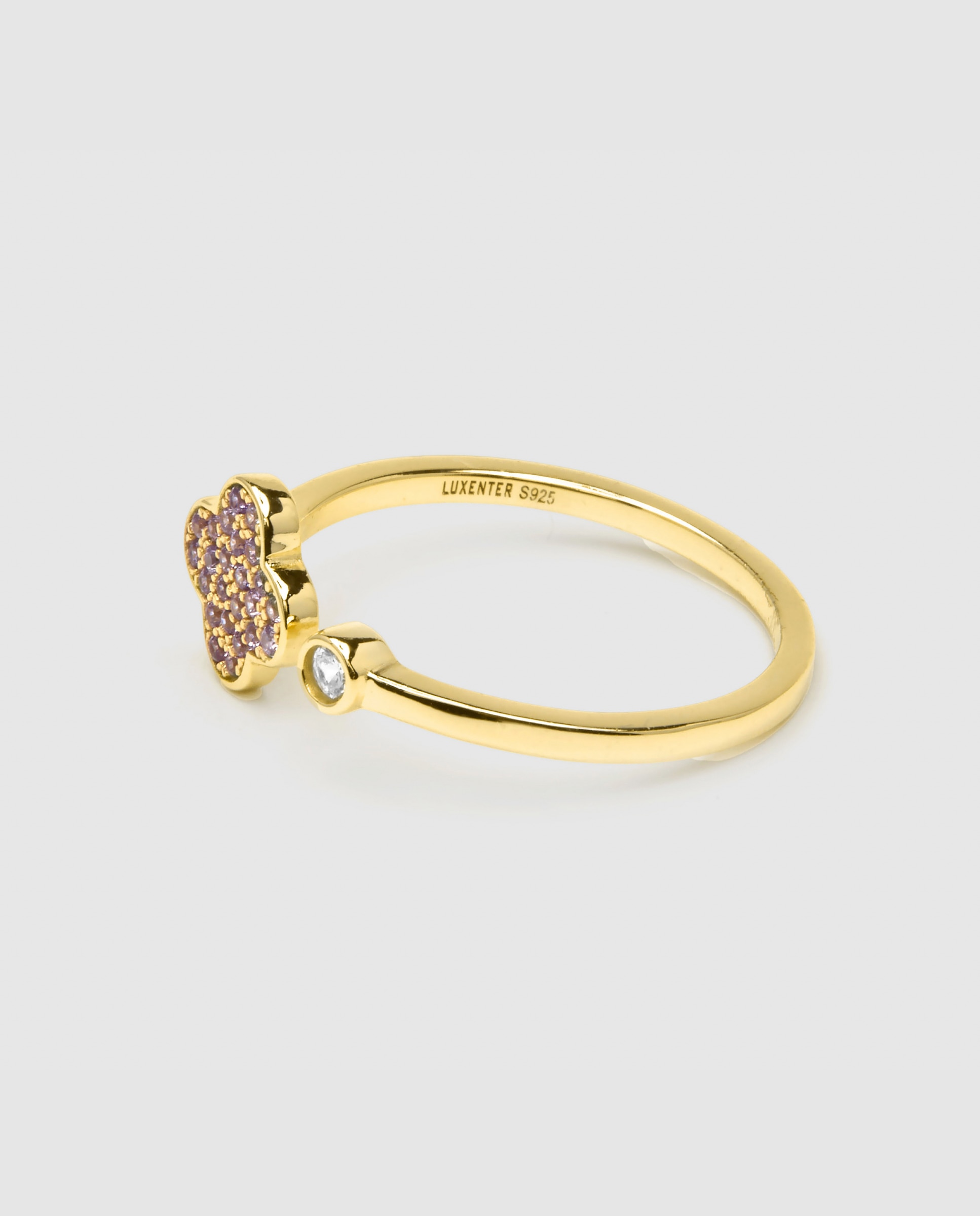 Imagen 0 de Anillo pide un deseo de plata de ley 925 acabado en oro amarillo de 18 quilates con circonita amatista Dorado