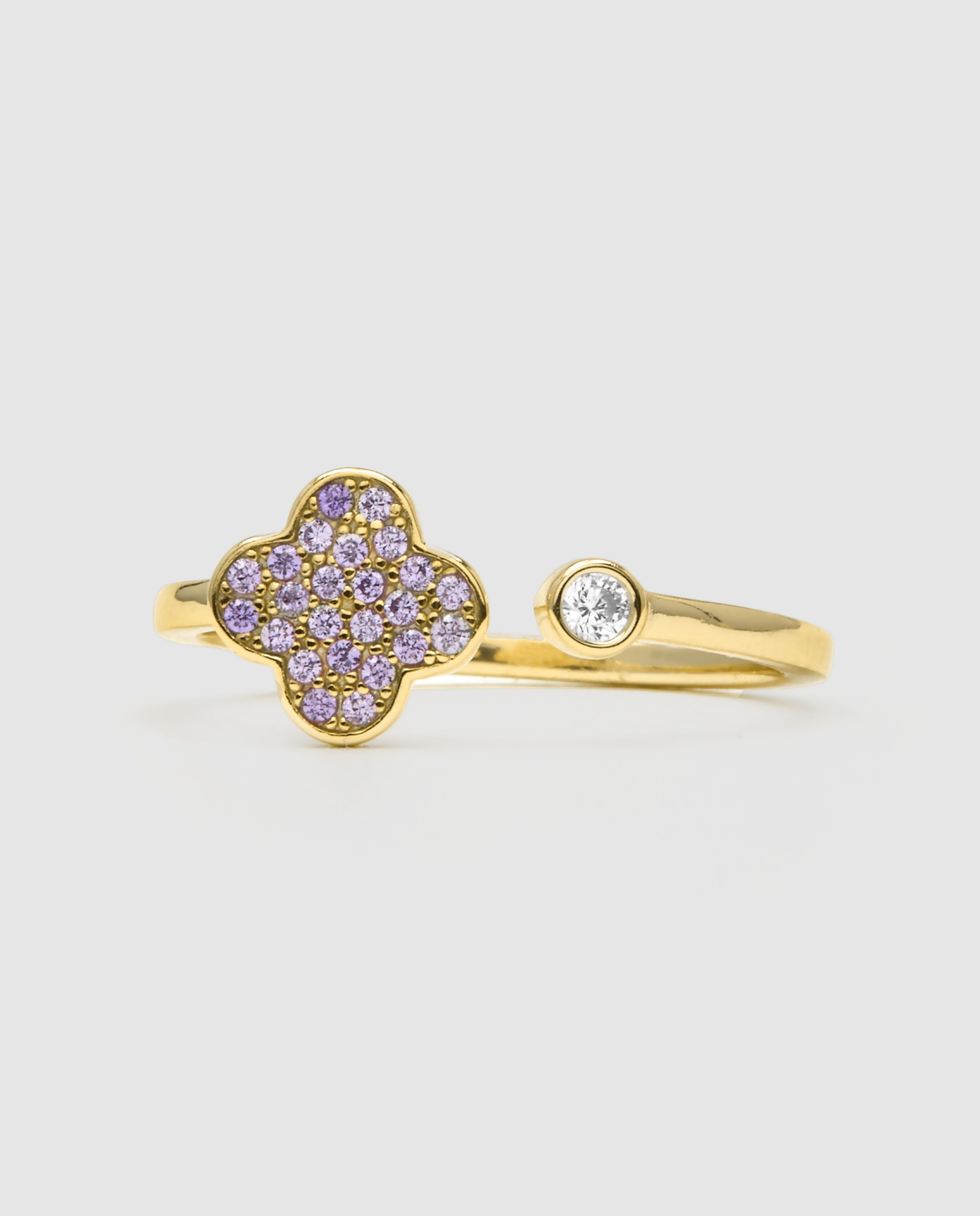 Anillo pide un deseo de plata de ley 925 acabado en oro amarillo de 18 quilates con circonita amatista - Luxenter - Dorado Dorado-6
