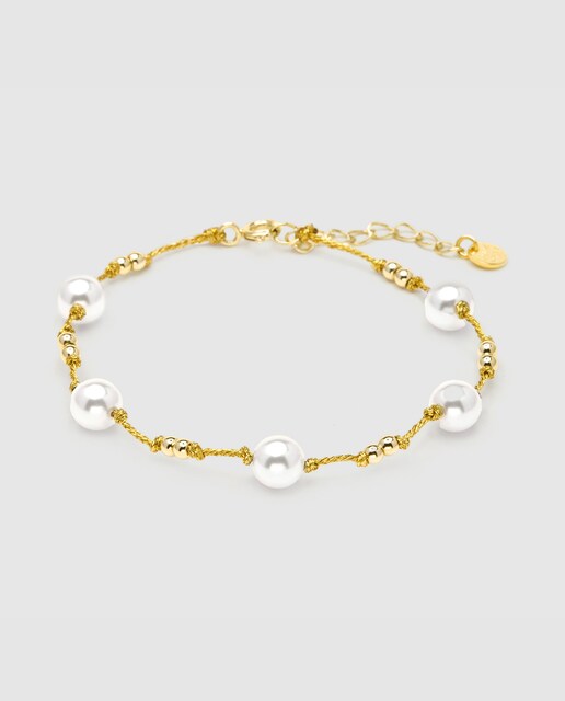Imagen 0 de Pulsera Pide Un Deseo de Plata de Ley 925 acabado en oro amarillo de 18 quilates con Circonita Brillante
