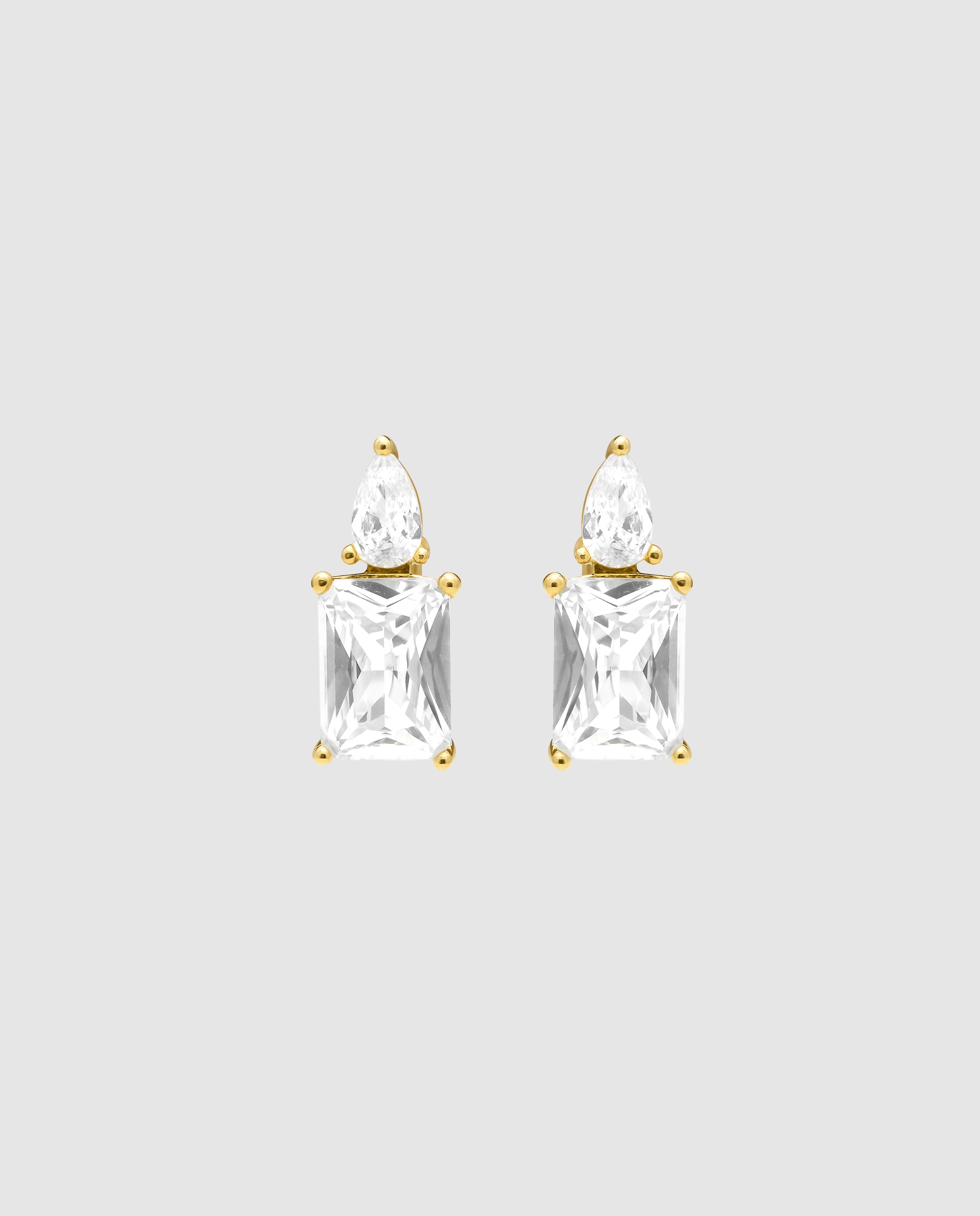 Pendientes basic acabados en oro amarillo de 18 quilates con circonita brillante - Luxenter - Blanco Blanco-1