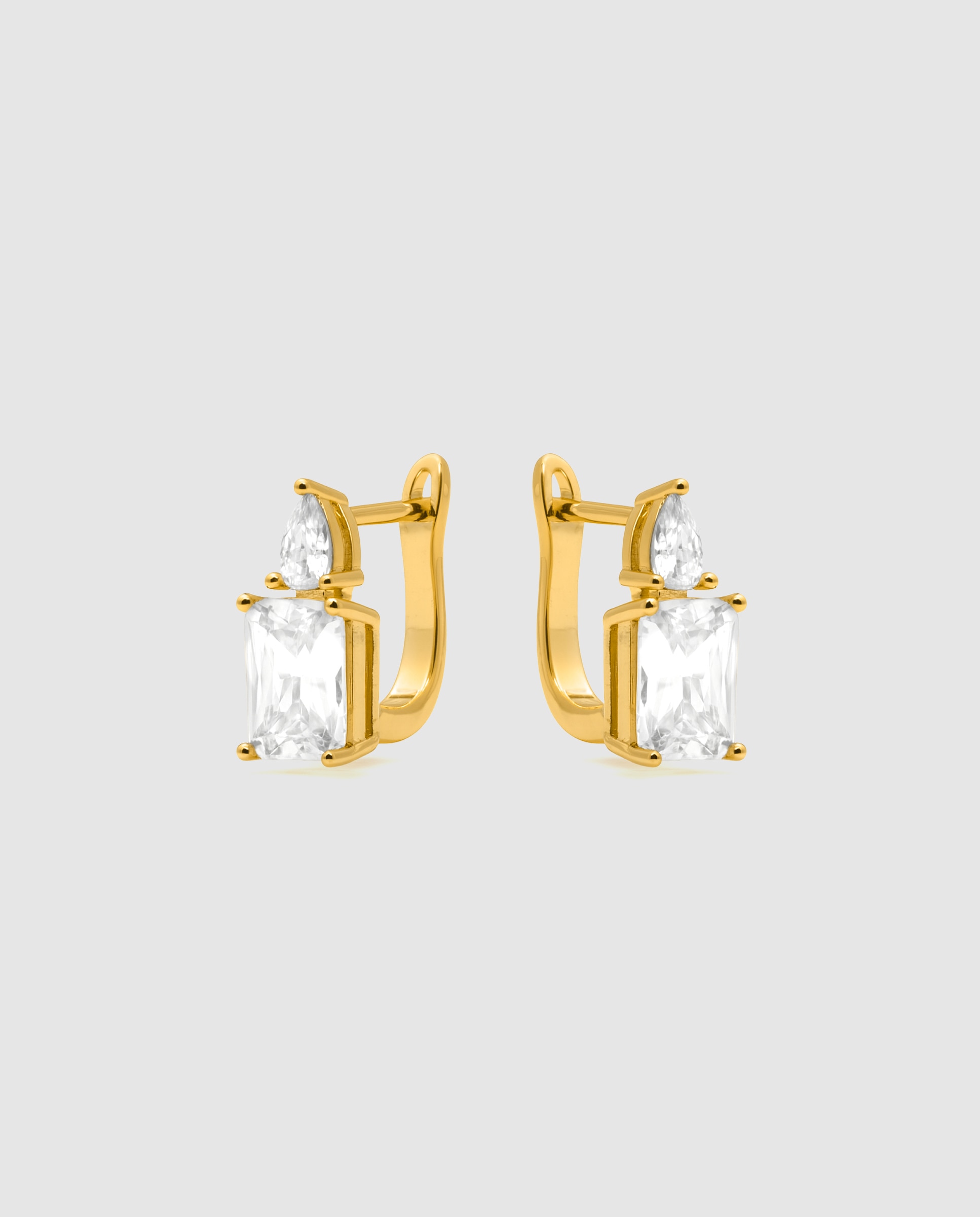 Pendientes basic acabados en oro amarillo de 18 quilates con circonita brillante - Luxenter - Blanco Blanco-3