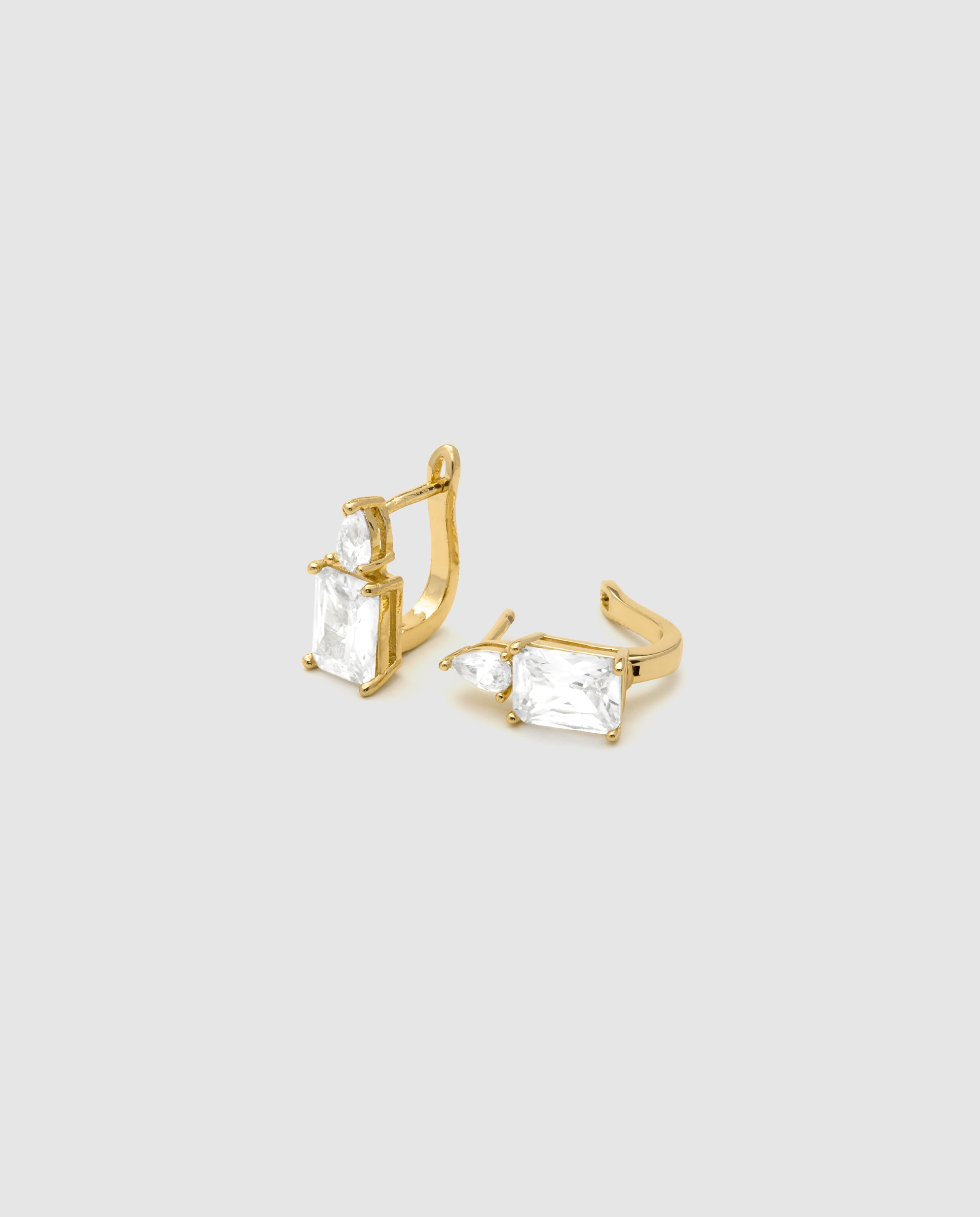 Pendientes basic acabados en oro amarillo de 18 quilates con circonita brillante - Luxenter - Blanco Blanco-6