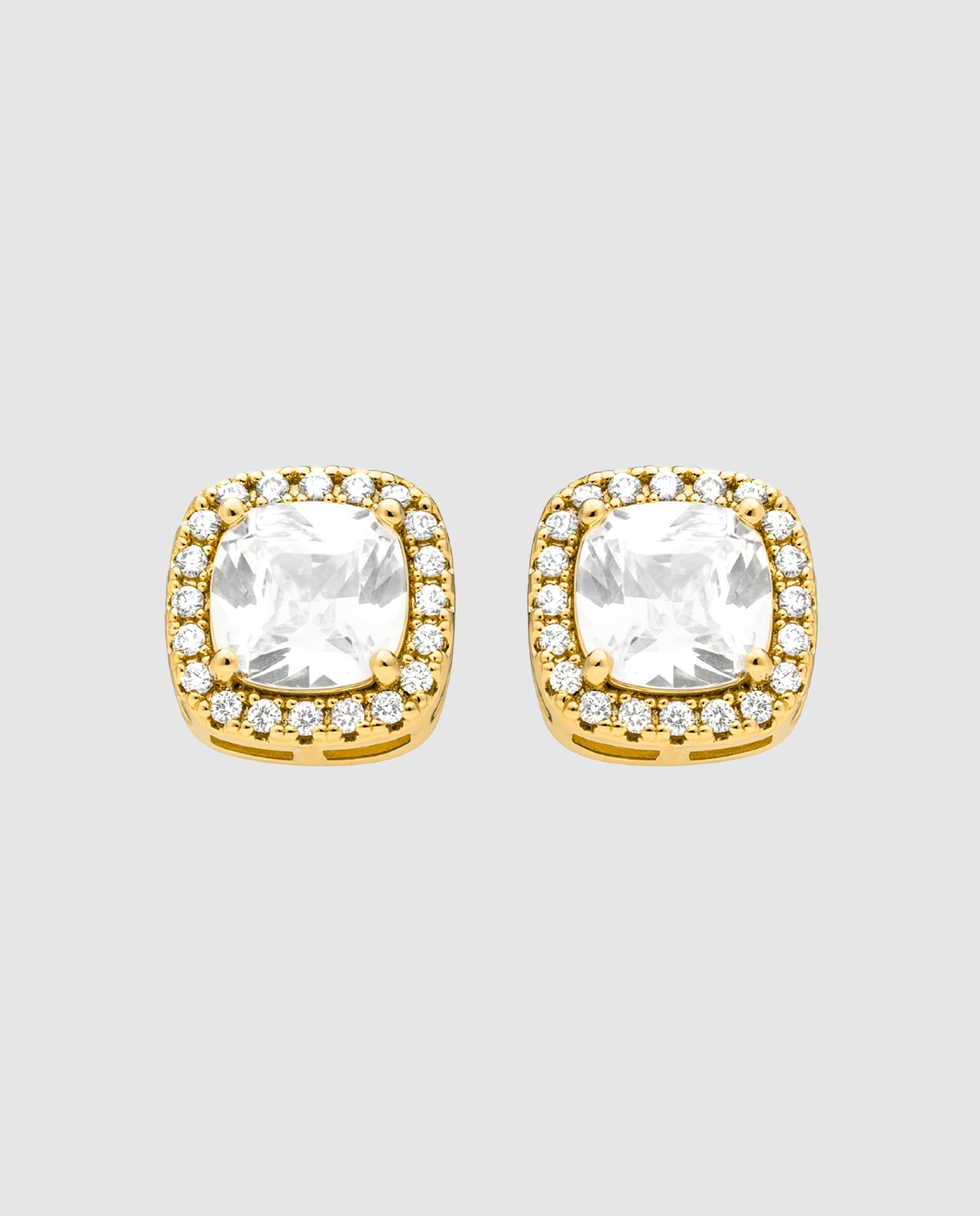 Pendientes basic acabados en oro amarillo de 18 quilates con circonita brillante - Luxenter - Oro Oro-1