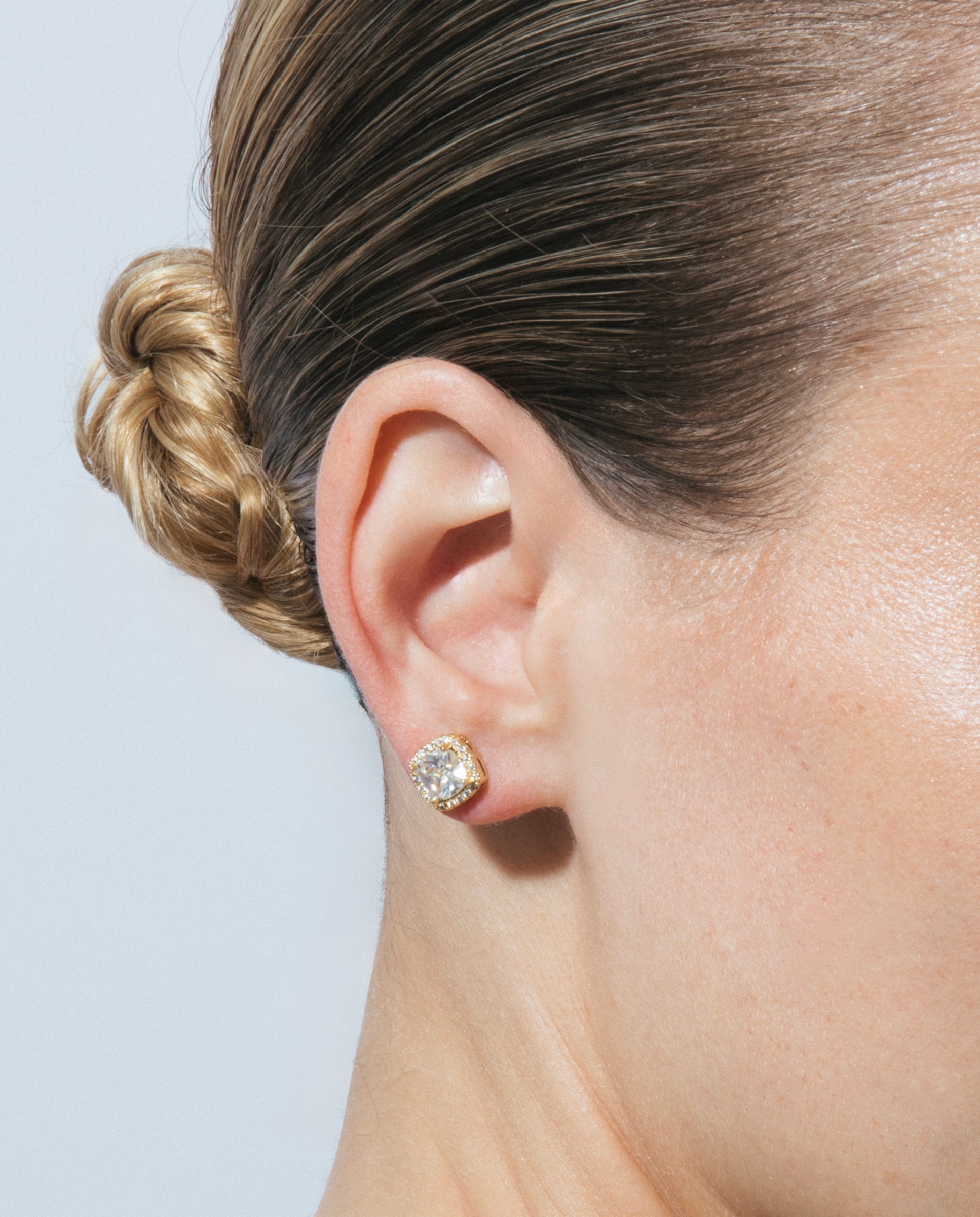 Pendientes basic acabados en oro amarillo de 18 quilates con circonita brillante - Luxenter - Oro Oro-4