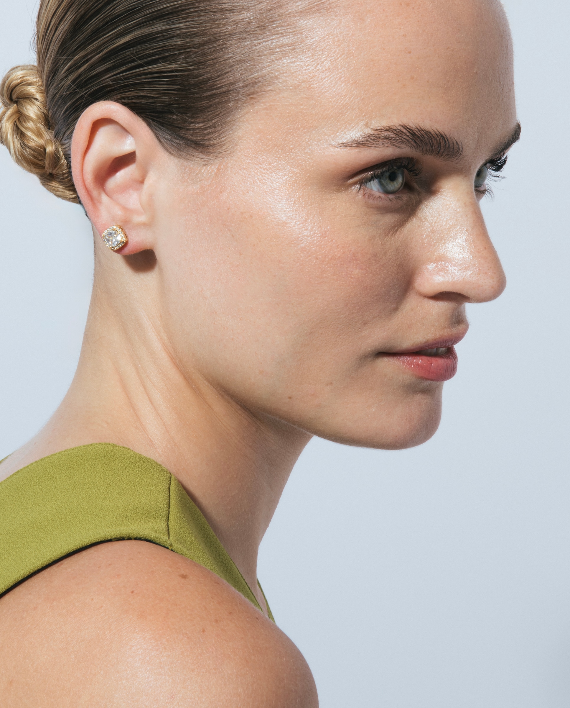 Pendientes basic acabados en oro amarillo de 18 quilates con circonita brillante - Luxenter - Oro Oro-5