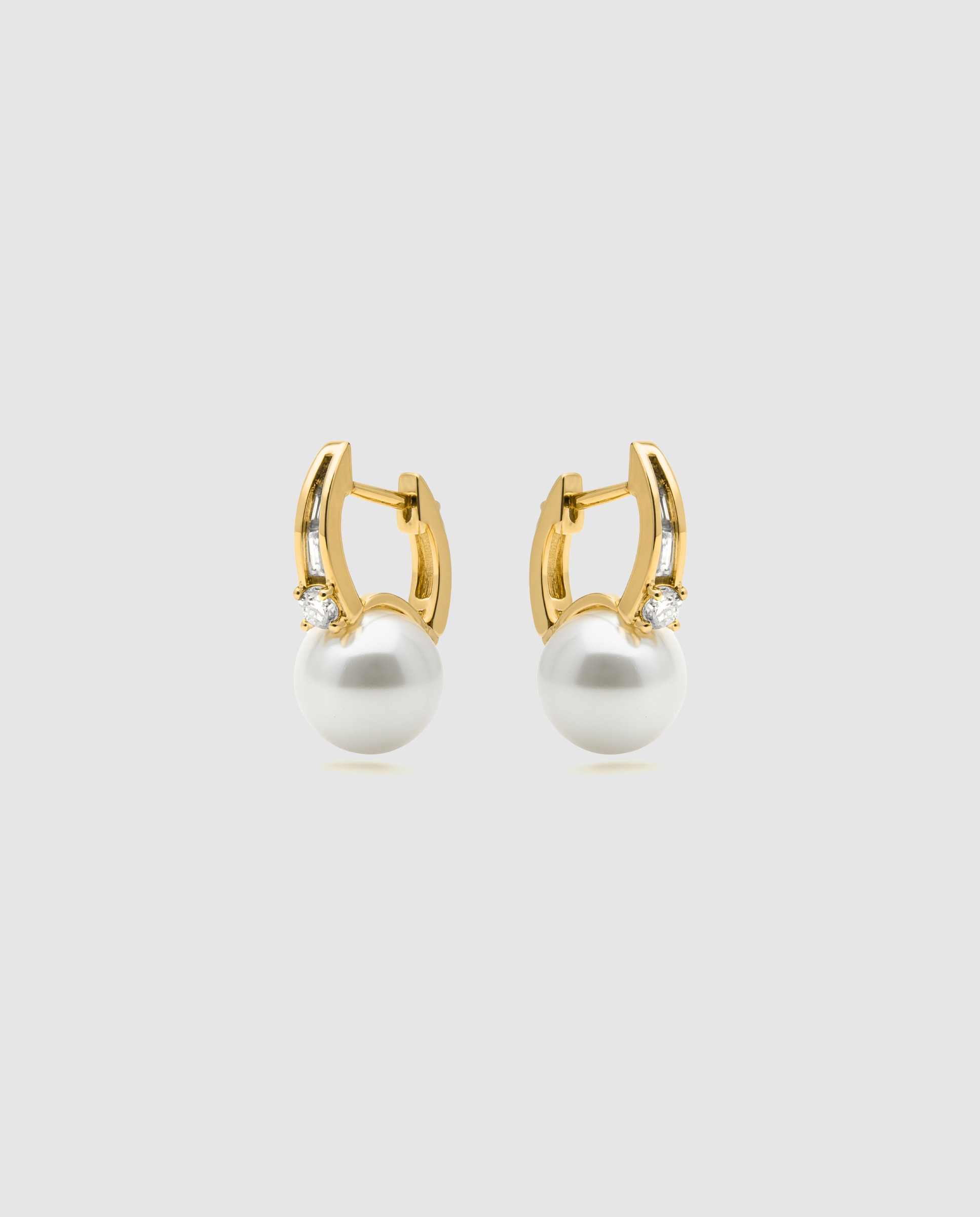 Pendientes basic acabados en oro amarillo de 18 quilates con perla blanca - Luxenter - Oro / Plata Oro / Plata-3