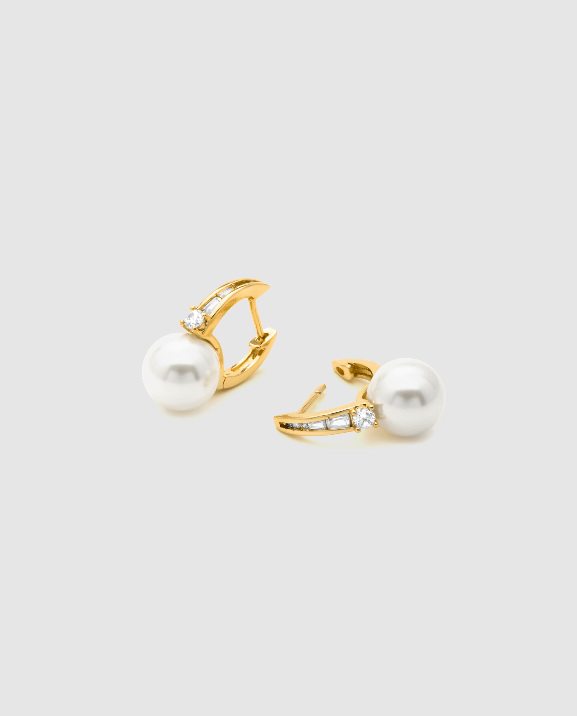 Pendientes basic acabados en oro amarillo de 18 quilates con perla blanca - Luxenter - Oro / Plata Oro / Plata-6
