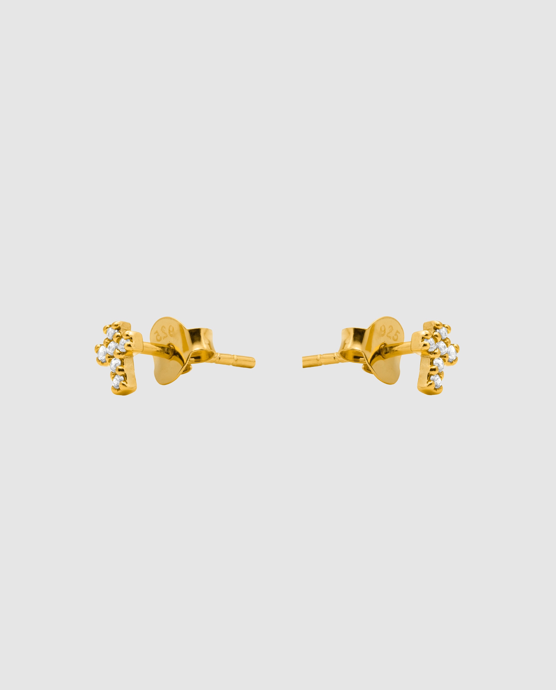 Pendientes essential de plata de ley 925 acabados en oro amarillo de 18 quilates con circonita brillante - Luxenter - Oro / Plata Oro / Plata-2